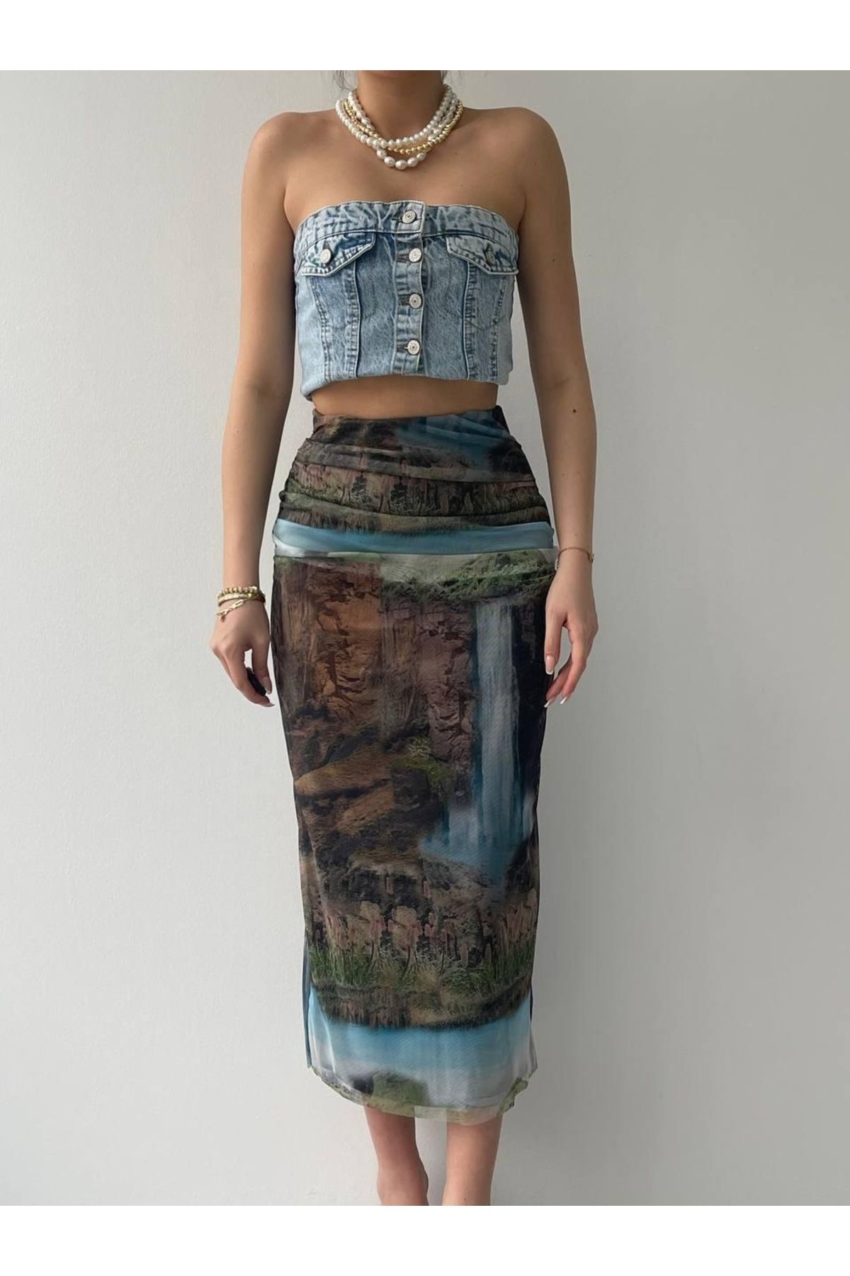 TUA MODA-Tua Moda Lara Transparent Midi Skirt 4