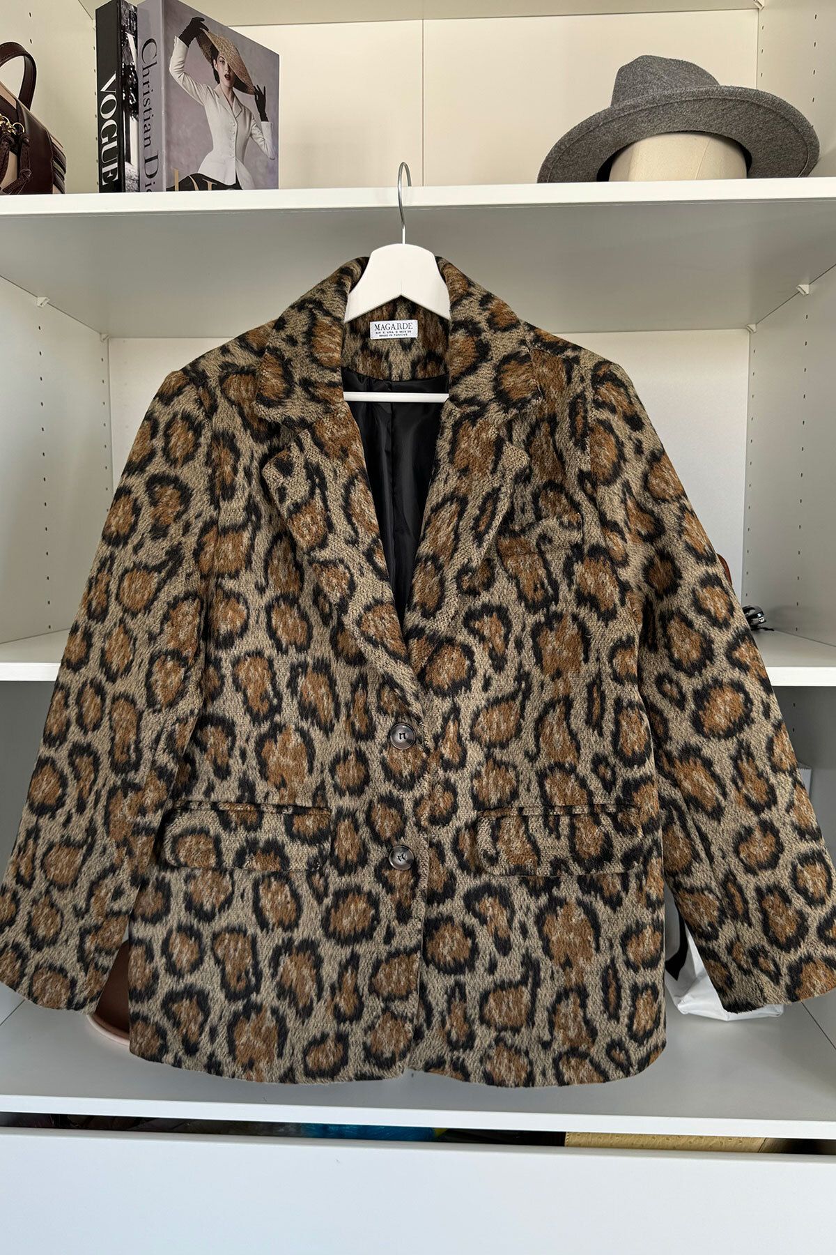 MAGARDE Leopar Kaşe Ceket- SİYAH