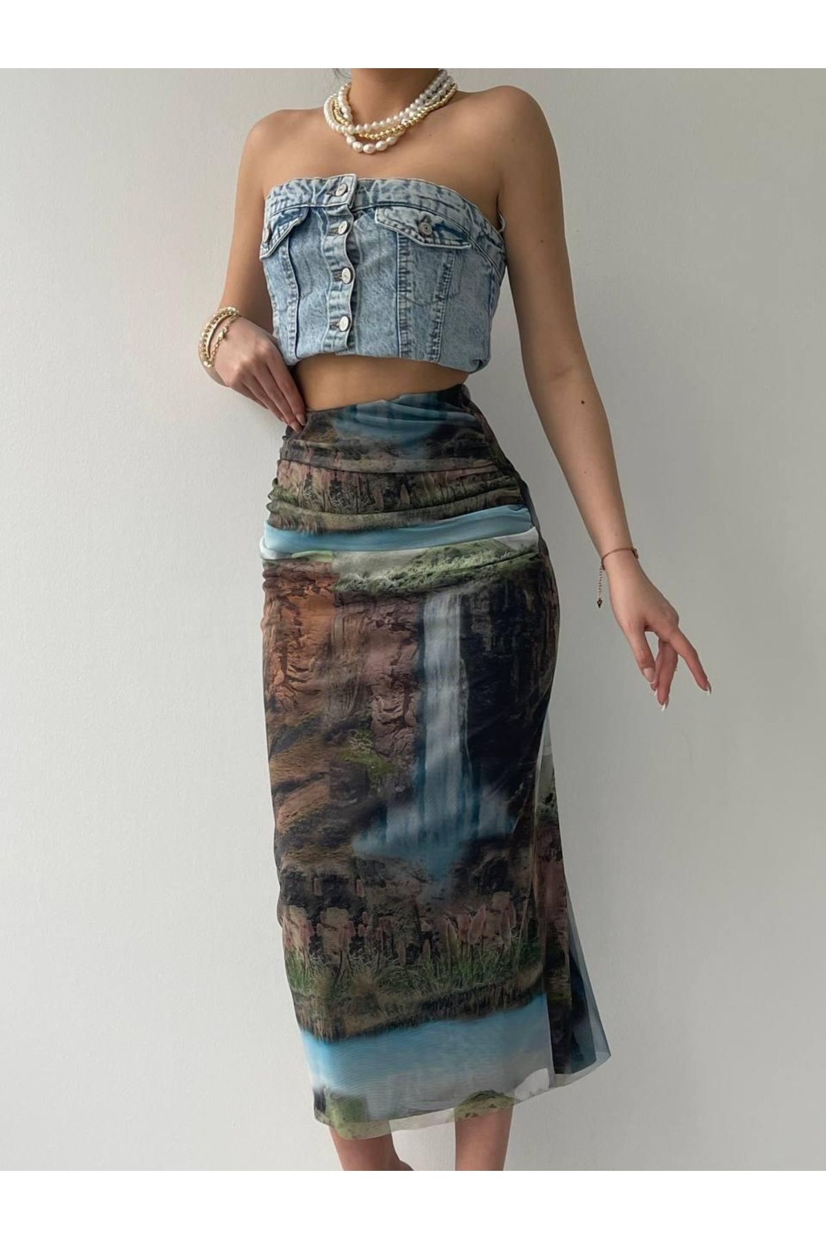 TUA MODA-Tua Moda Lara Transparent Midi Skirt 2
