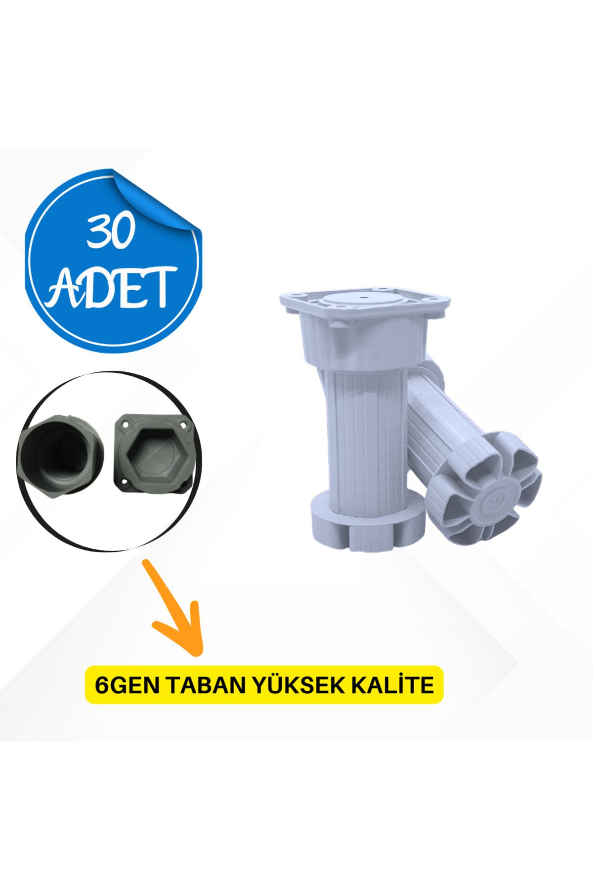 RayMobaks 10-15 CM Ayarlanabilir Baza Ayakları - 30'lu Set | Mutfak Dolap Altı İçin Pratik Çözüm