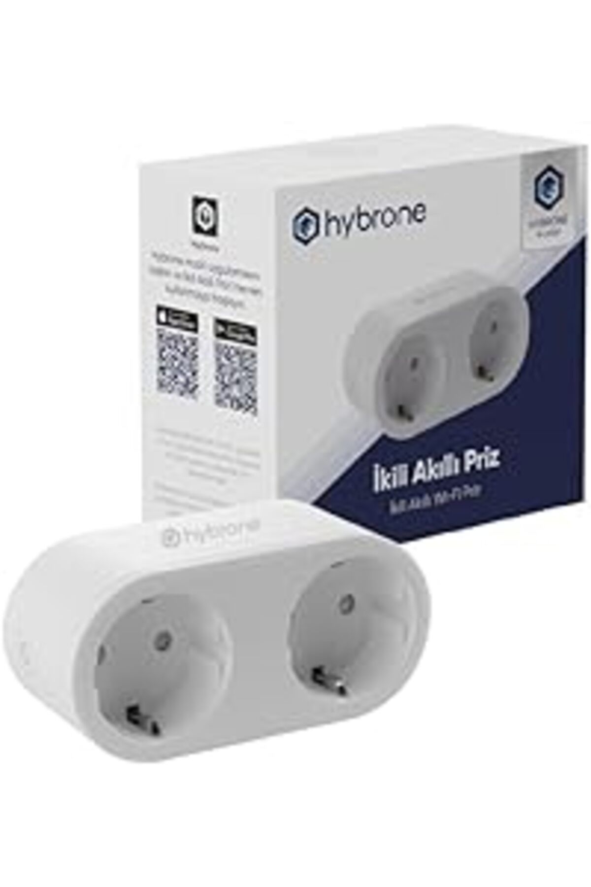 TBSProjects Hybrone Akım Korumalı İkili Wi-Fi Akıllı Priz, 16 Amper, Enerji İzleme, Çocuk Kilidi, Uygulama Ile