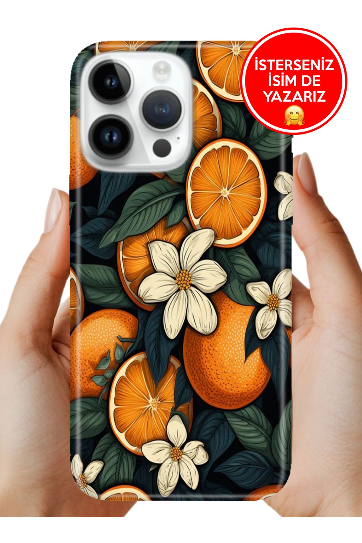 Cekuonline iPhone 15 Pro 6.1" Kılıf Baskılı Life Style Kapak Silikon Orangeee