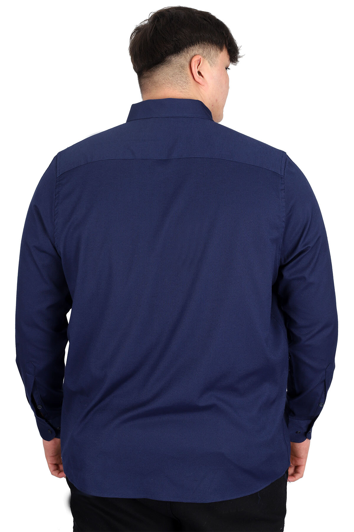ModeXL Mode XL Büyük Beden Erkek Uzun Kol Gömlek Klasik OXFORD U20368 Lacivert görsel 4