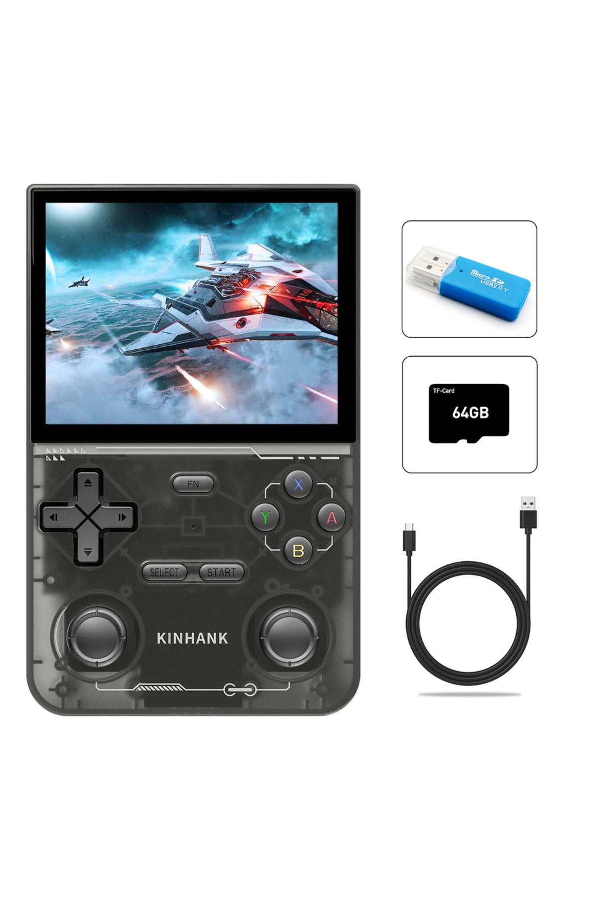 Choice-Black KINHANK Open Source K36 Retro Handheld Video Game Console 16000 Games Emulator for PS1/PSP/DC/ 1