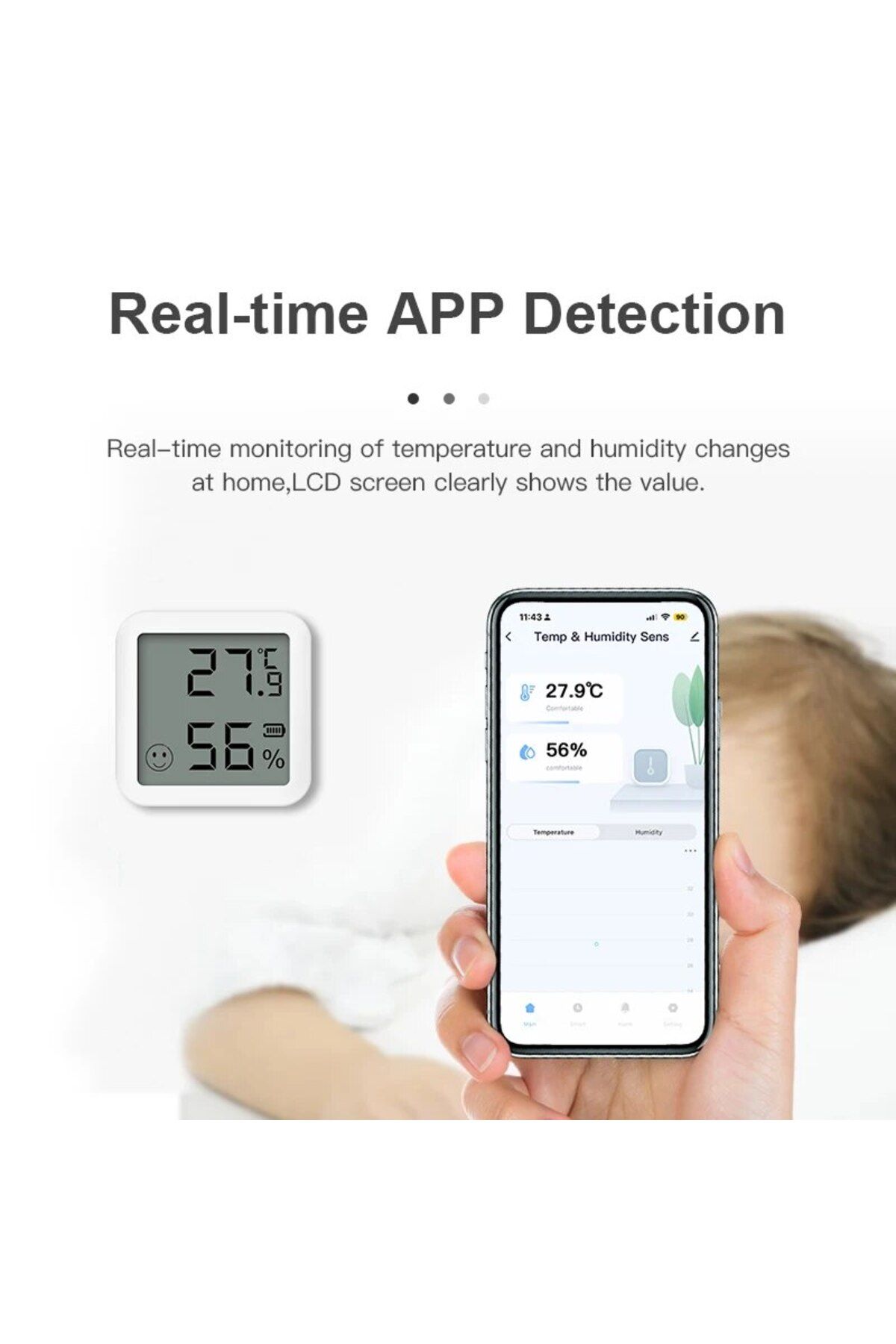 Choice-WHITE Mini Bluetooth Temperature Humidity Sensor with LCD Screen Smart Linkage Remote Control Thermo 3
