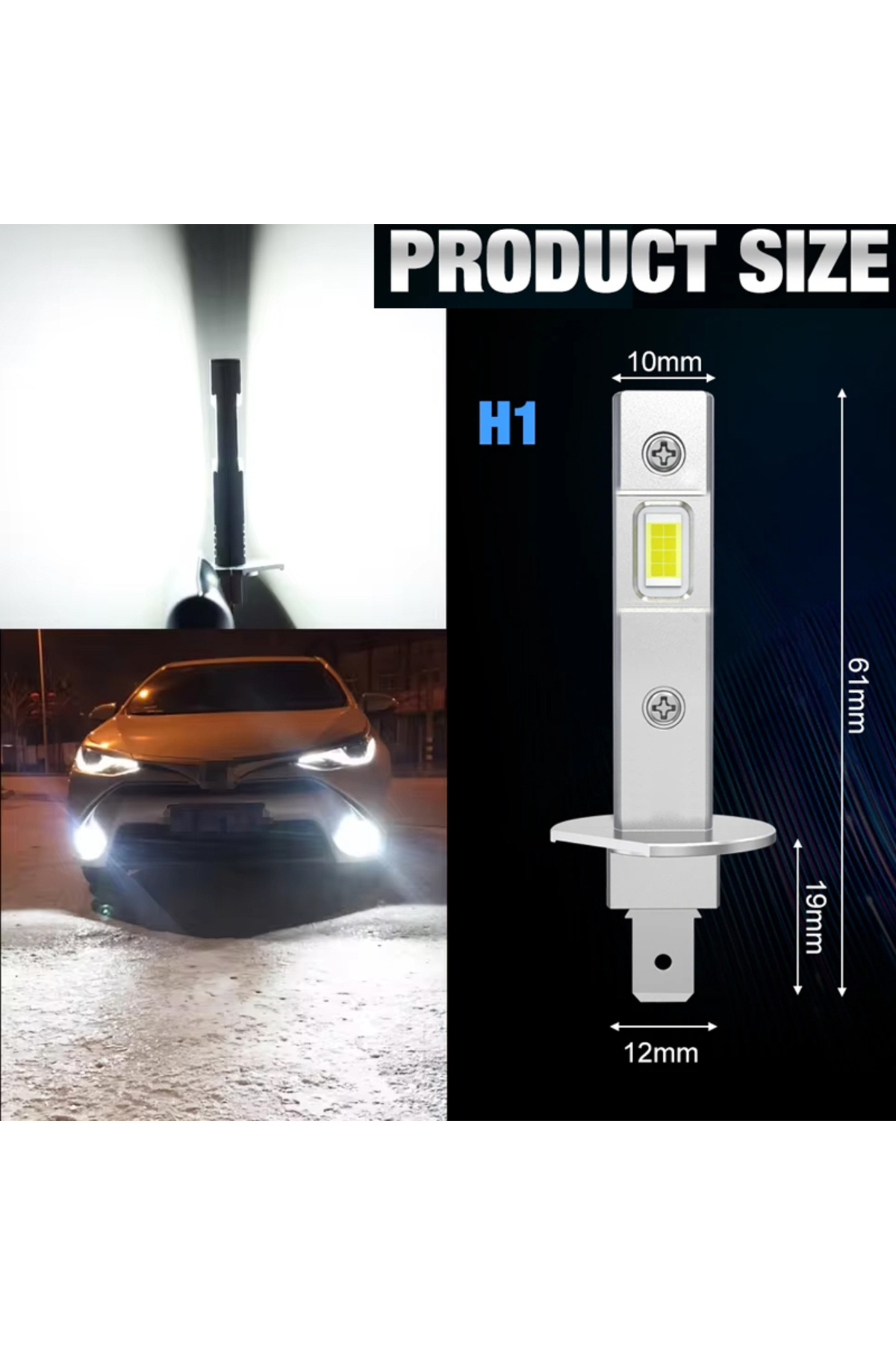 Choice-H1 piug and play 2Pcs Canbus LED Light Bulb H1 LED Headlight Mini Size Design Wireless Fanless For C 6