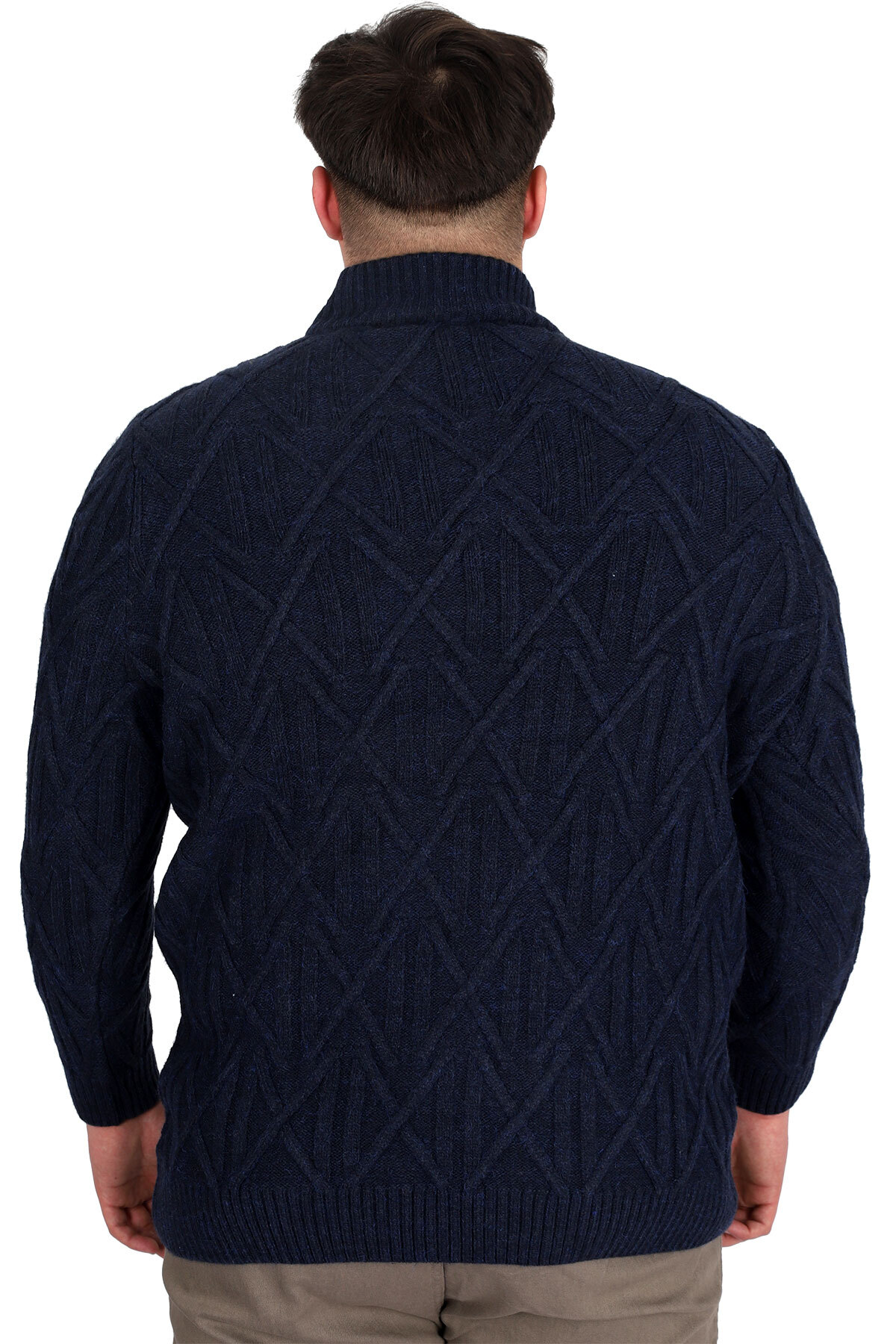 ModeXL Mode XL Büyük Beden Erkek Kazak Yarım Balıkçı Yaka INFINITY 24212 Lacivert görsel 4