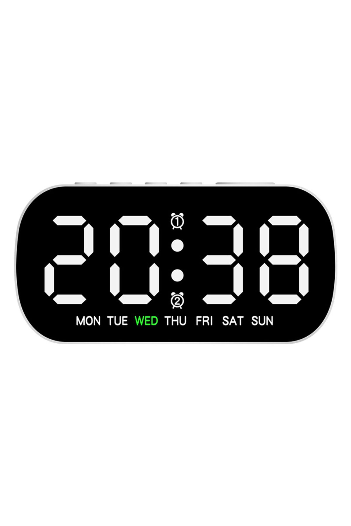 Choice-White Digital Alarm Clock USB Powered Temperature Date Week Dual Alarm Night Mode Snooze Clock 5 Lev 1