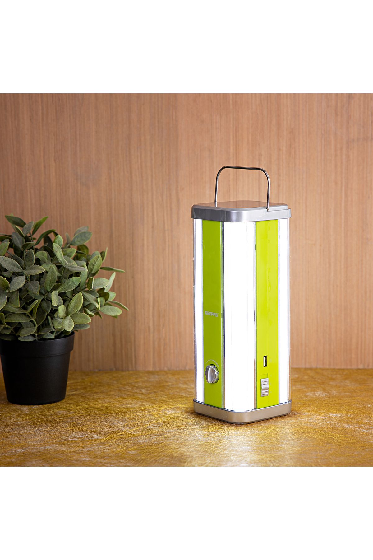 Geepas-Multi-functional LED Emergency Lantern 4000mAh | Lightweight | Solar Input with Dimmer Function 4
