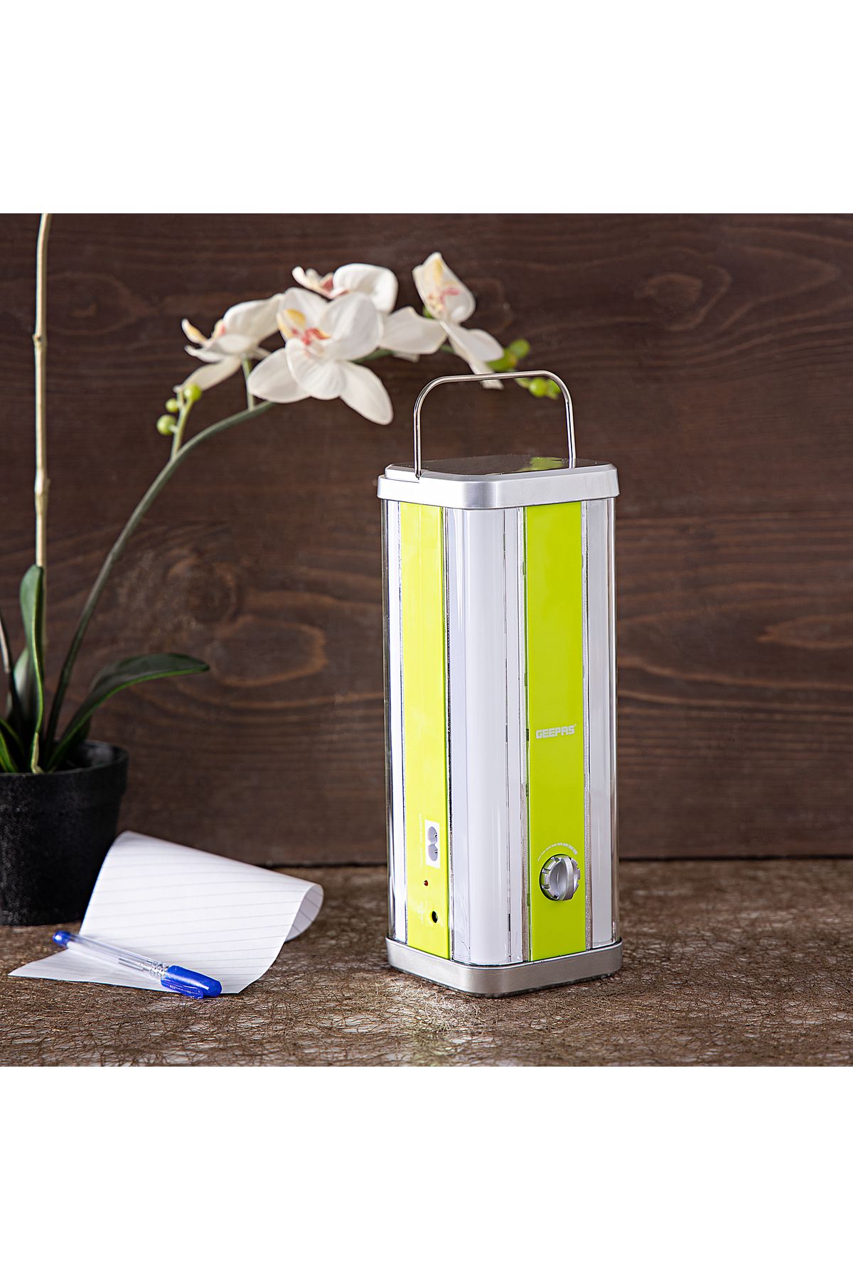 Geepas-Multi-functional LED Emergency Lantern 4000mAh | Lightweight | Solar Input with Dimmer Function 5