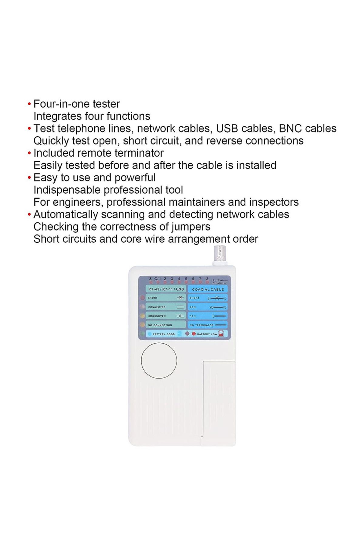 Ninth World-Professional Multi Function 4 In 1 Network Cable Tester Rj45/rj11/usb/bnc Lan Cable Cat5 Cat6 Wir... 5
