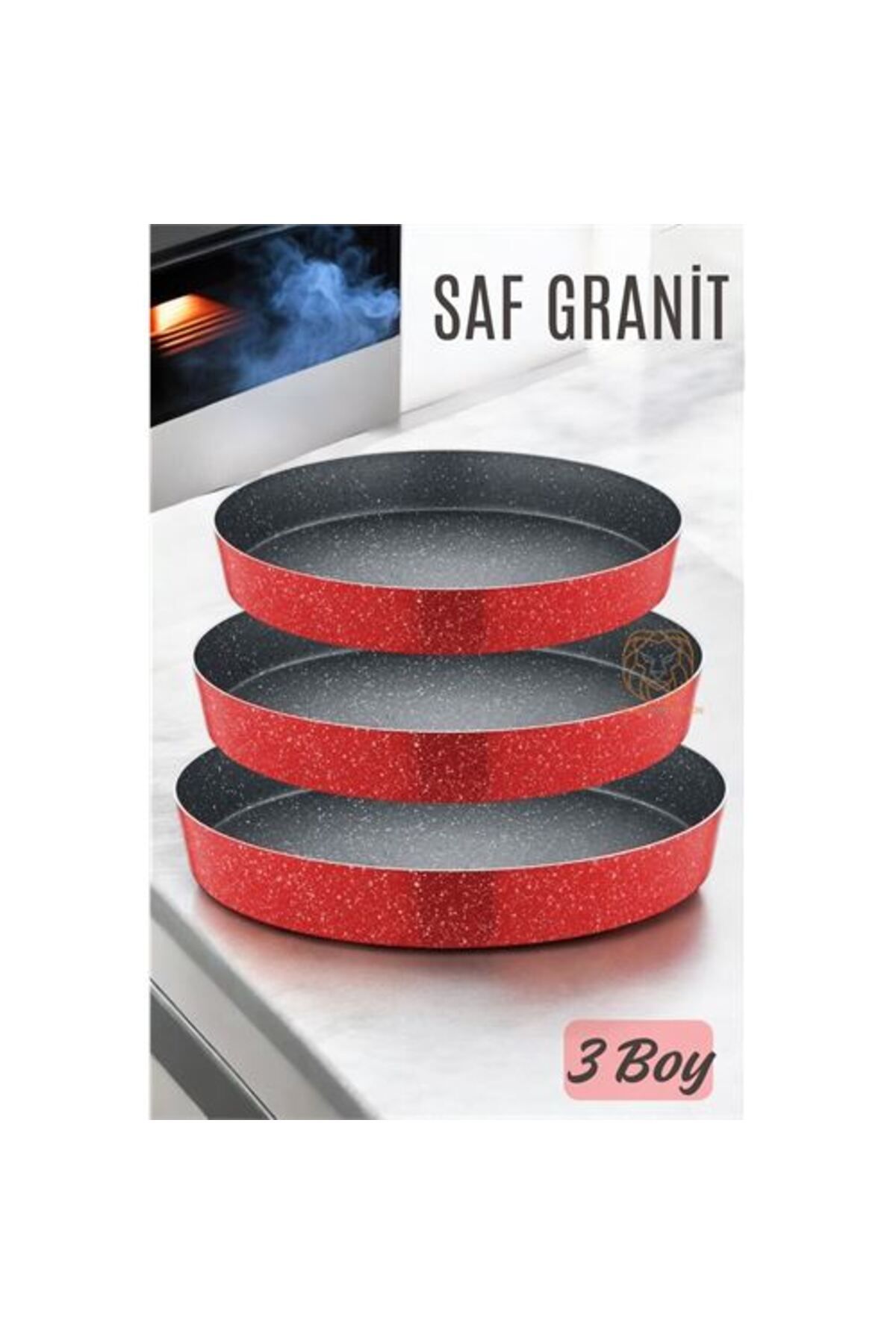 KfksStore Engithalat Granit Fırın Tepsisi 3 lü SET Börek Tepsisi