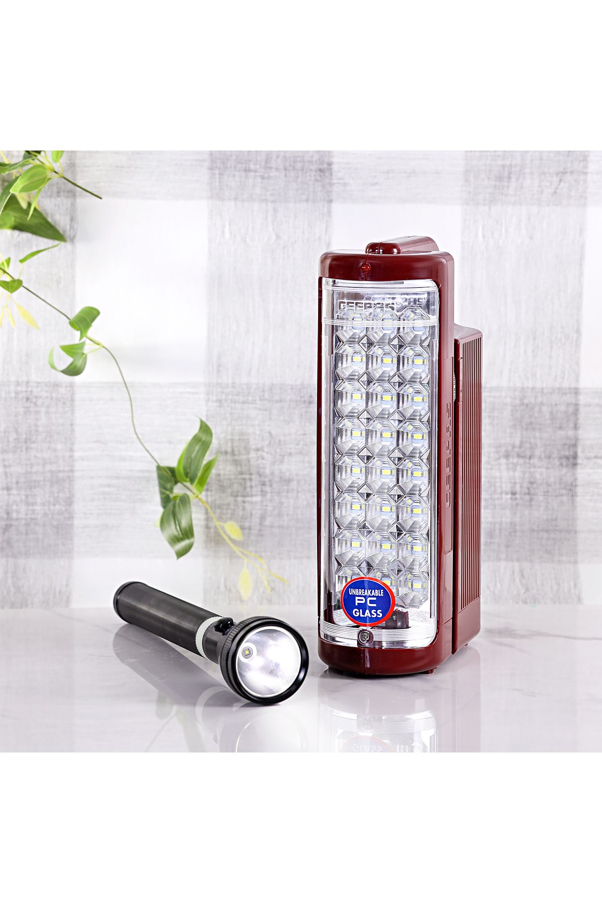 Geepas-Rechargeable LED Lantern & 1Pc Torch | Emergency Lantern with Light Dimmer Function 7