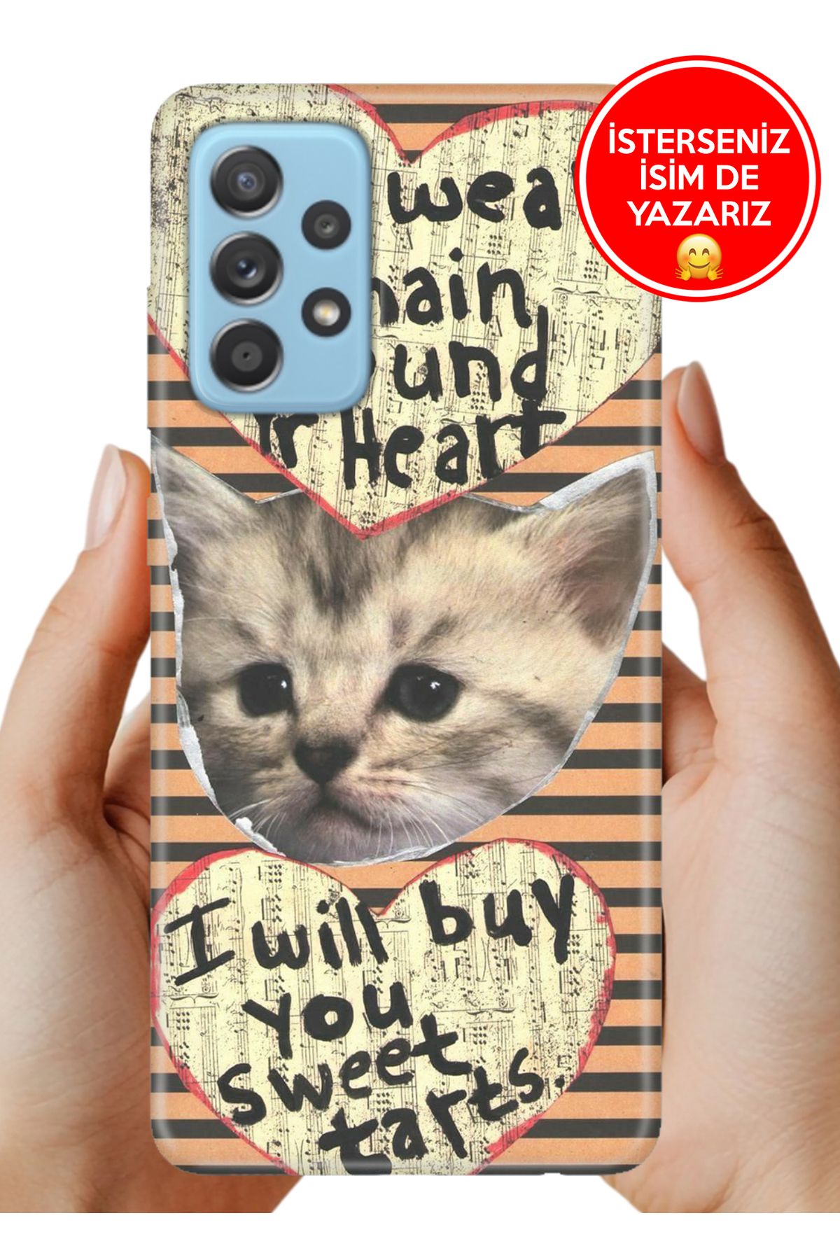 Cekuonline Samsung Galaxy A53 Kılıf Sm A53 0.35 mm Resimli Silikon Kedi Slogan