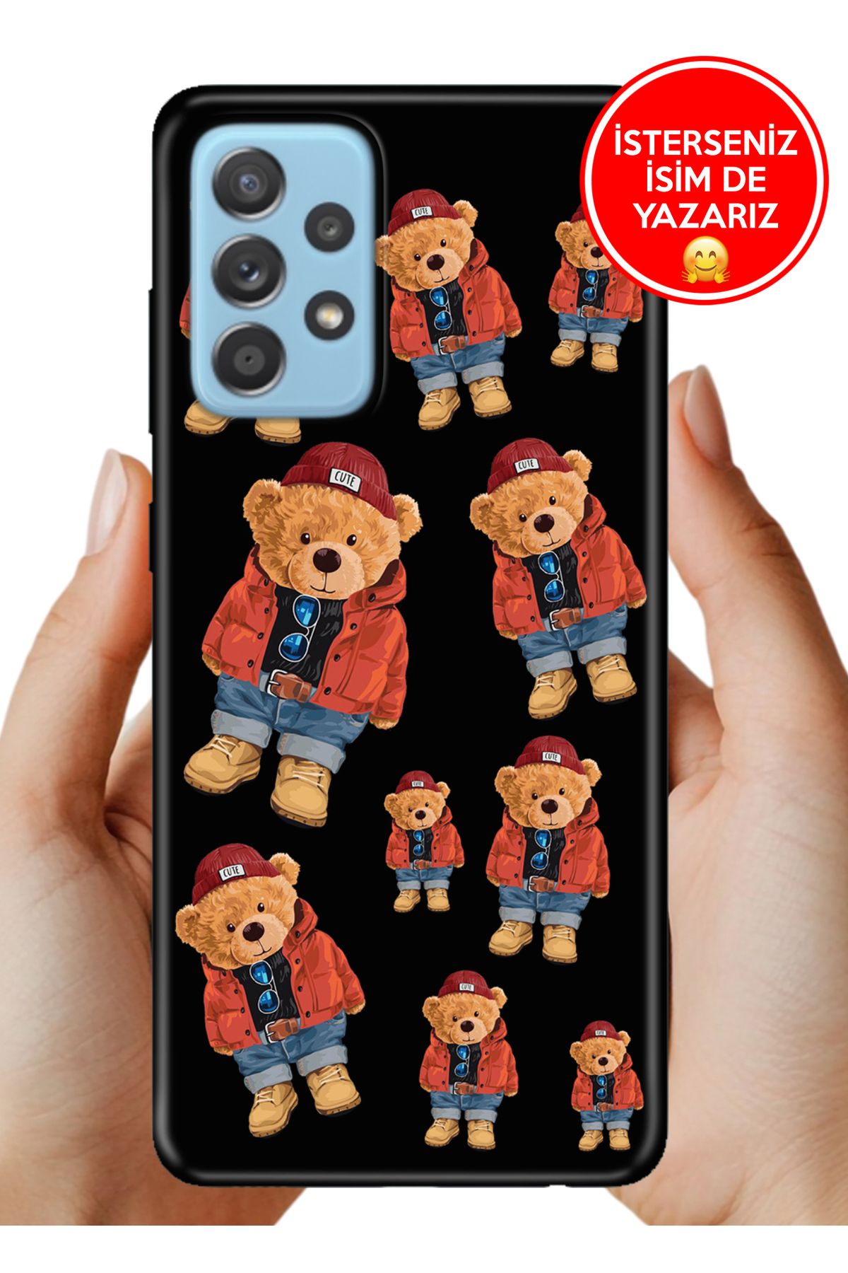 Cekuonline Samsung Galaxy A52 Kılıf Cekuform Desenli Art Silikon Bear Teddy