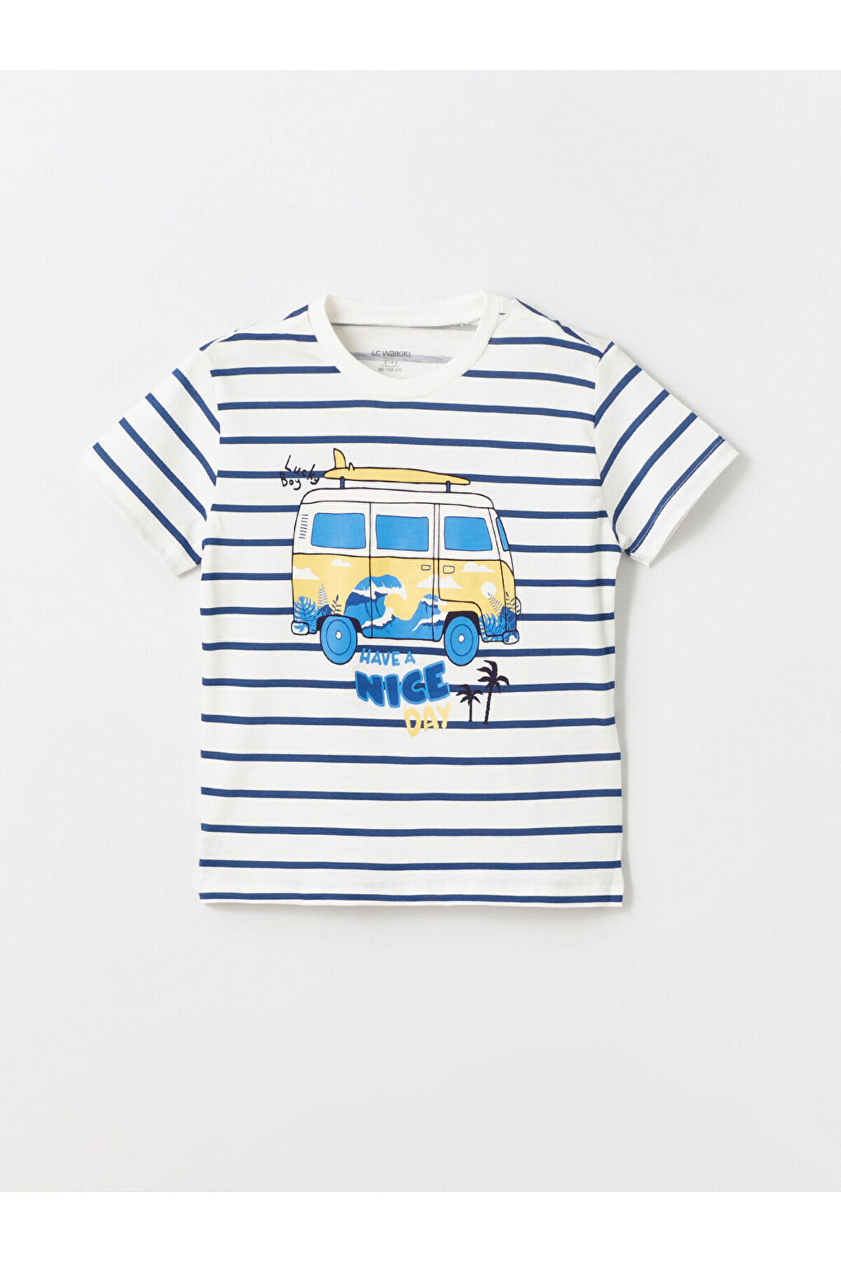 LC Waikiki-Crew Neck Short Sleeve Printed Baby Boy T-Shirt and Shorts Set of 2 2