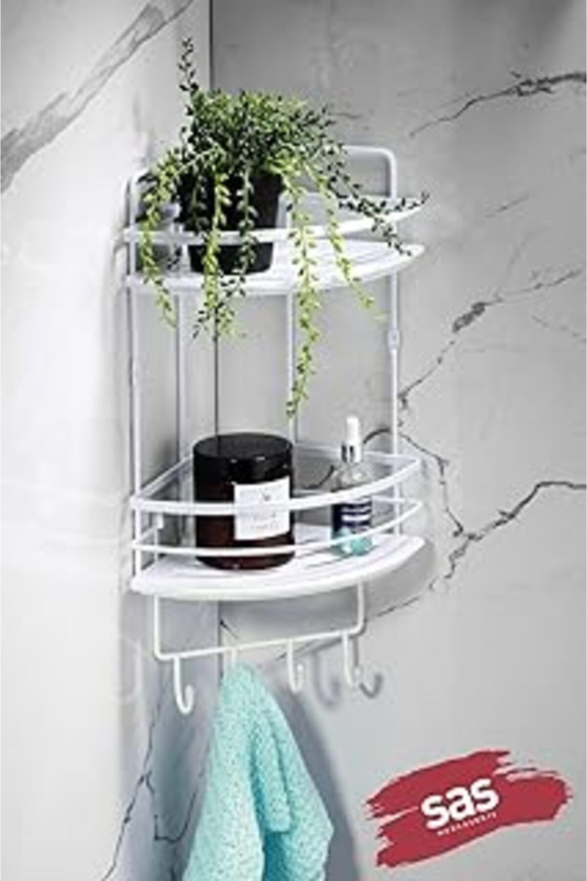 Mu Art Sas Haus Yapışkanlı Ömür Boyu Paslanmaz Kristal Ayarlanabilir Raf Banyo Düzenleyici Şampuanlık Lk-0