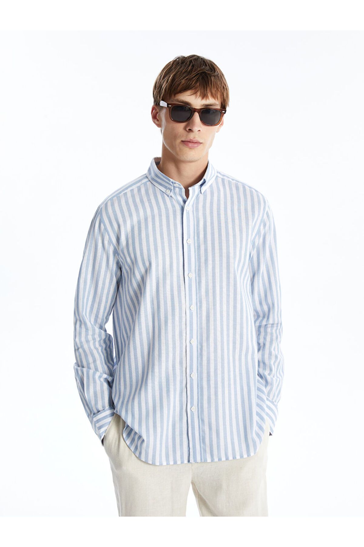 LC Waikiki LCW Regular Fit Uzun Kollu Çizgili Erkek Gömlek