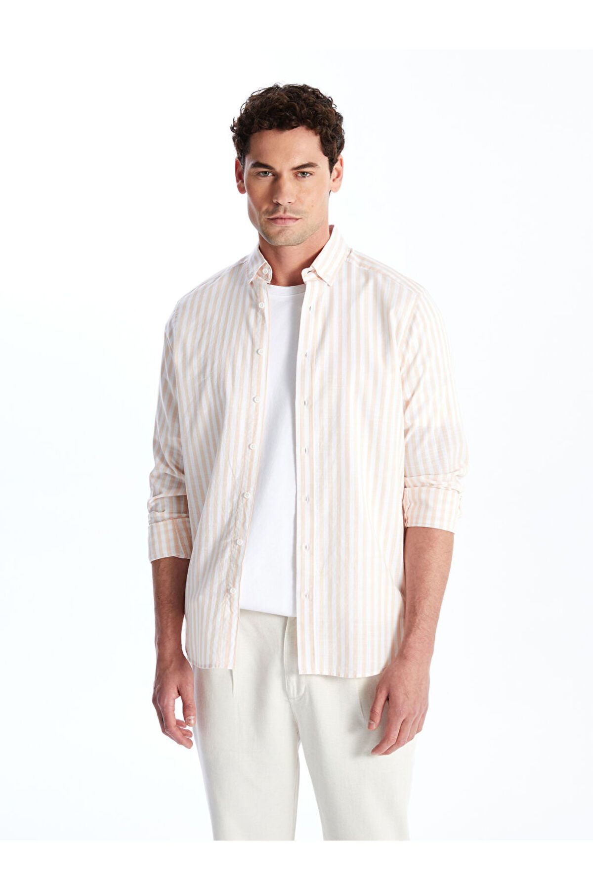 LC Waikiki Yeni Sezon Slim Fit Uzun Kollu Cizgili Erkek Gomlek - S4FR77Z8