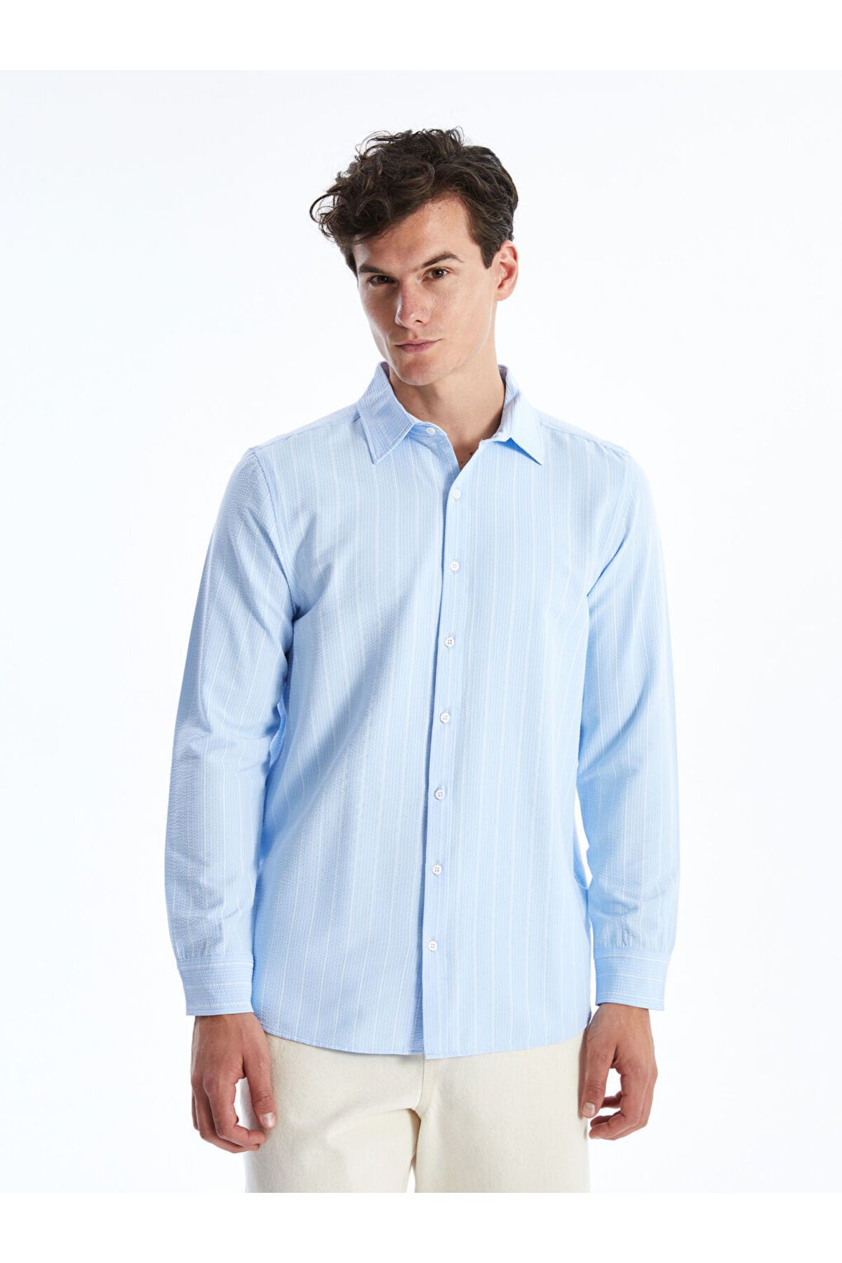 LC Waikiki LCW Slim Fit Uzun Kollu Çizgili Erkek Gömlek
