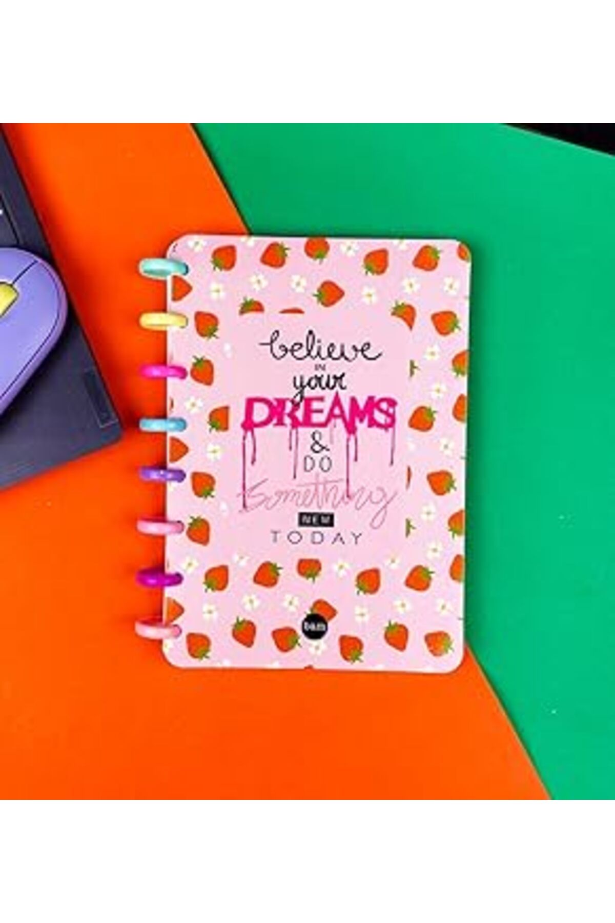 robotrend Believe Your Dreams Çilek Tasarımlı Yeni Nesil Kalp Spiralli Defter
