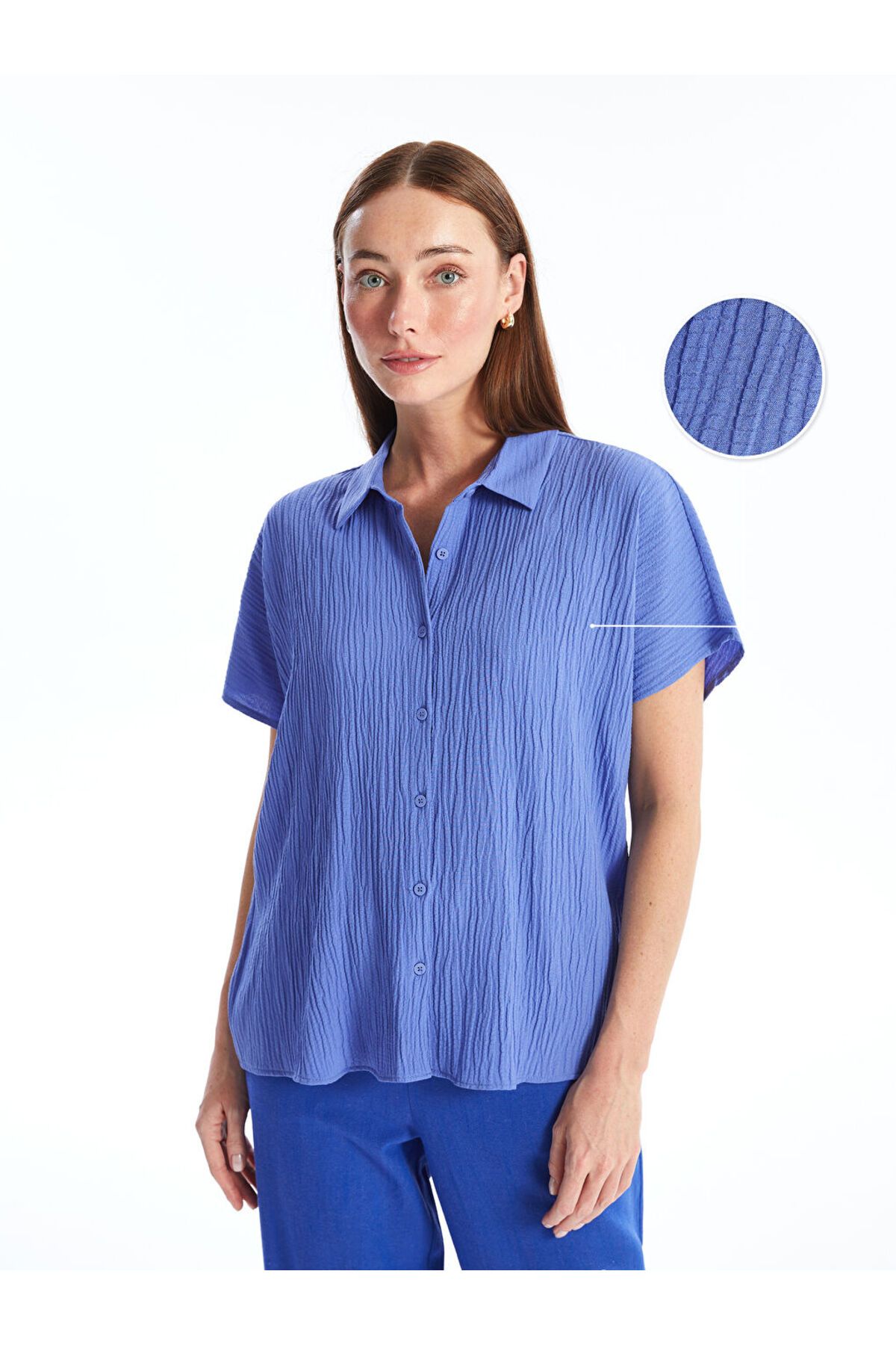 LC Waikiki Yeni Sezon Kisa Kollu Oversize Kadin Gomlek - S4JJ18Z8