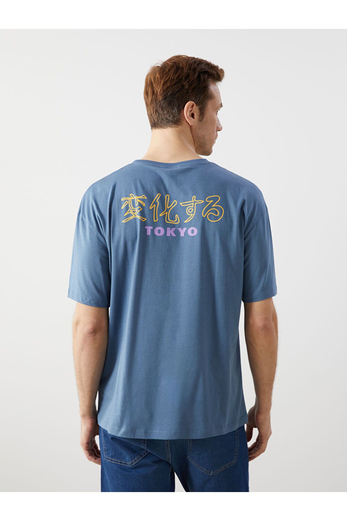LC Waikiki-New Season Crew Neck Κοντό μανίκι εμπριμέ χτενισμένο βαμβακερό ανδρικό Tisort - S5HP87Z8 4
