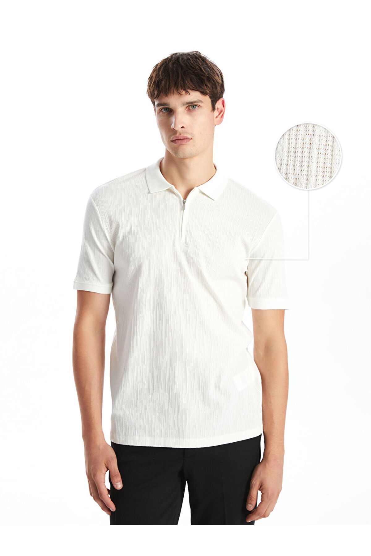 LC Waikiki Yeni Sezon Polo Yaka Kisa Kollu Erkek Dokulu Tisort - S4O747Z8