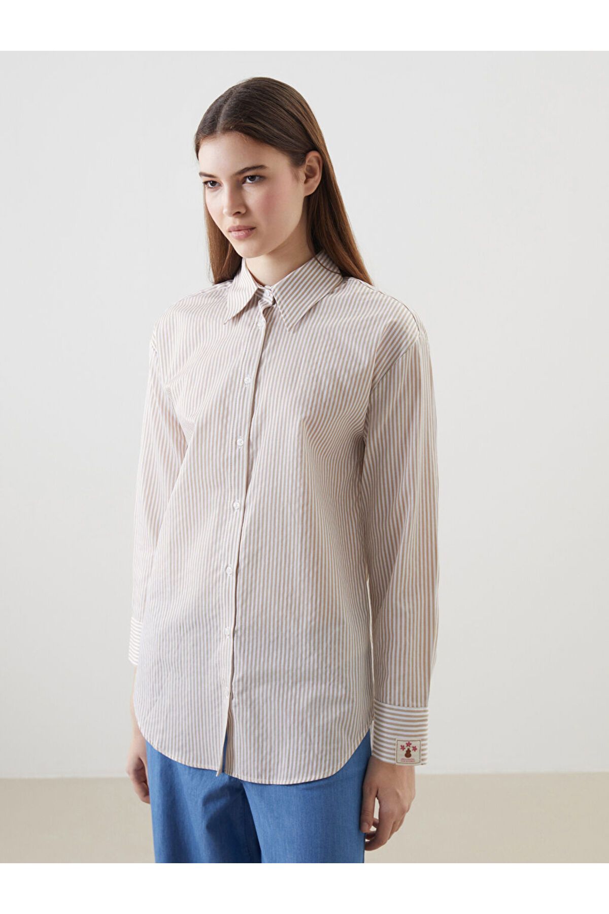 LC Waikiki Yeni Sezon Cizgili Poplin Kadin Gomlek Tunik - S5KJ02Z8