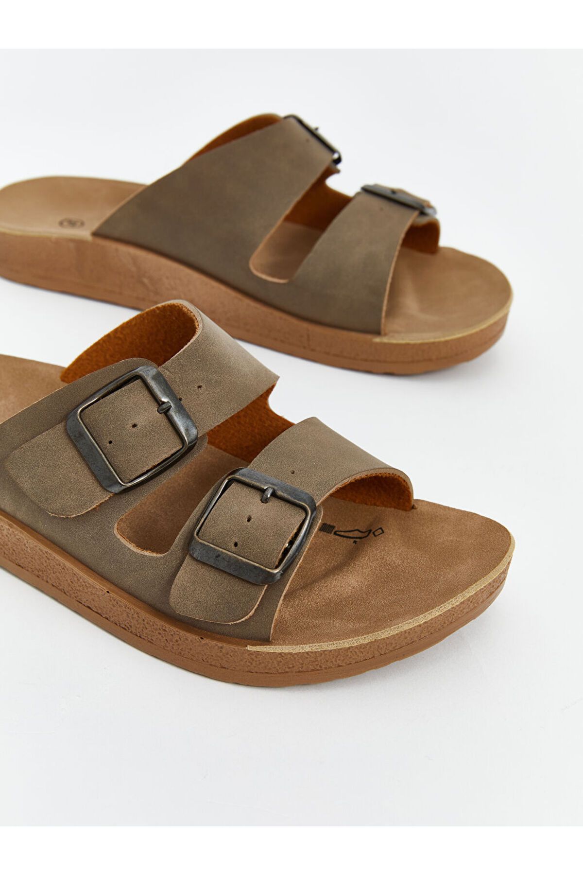 LC Waikiki-LCW STEPS Καφέ Διπλές Ριγέ Κοριτσίστικες Παντόφλες 3