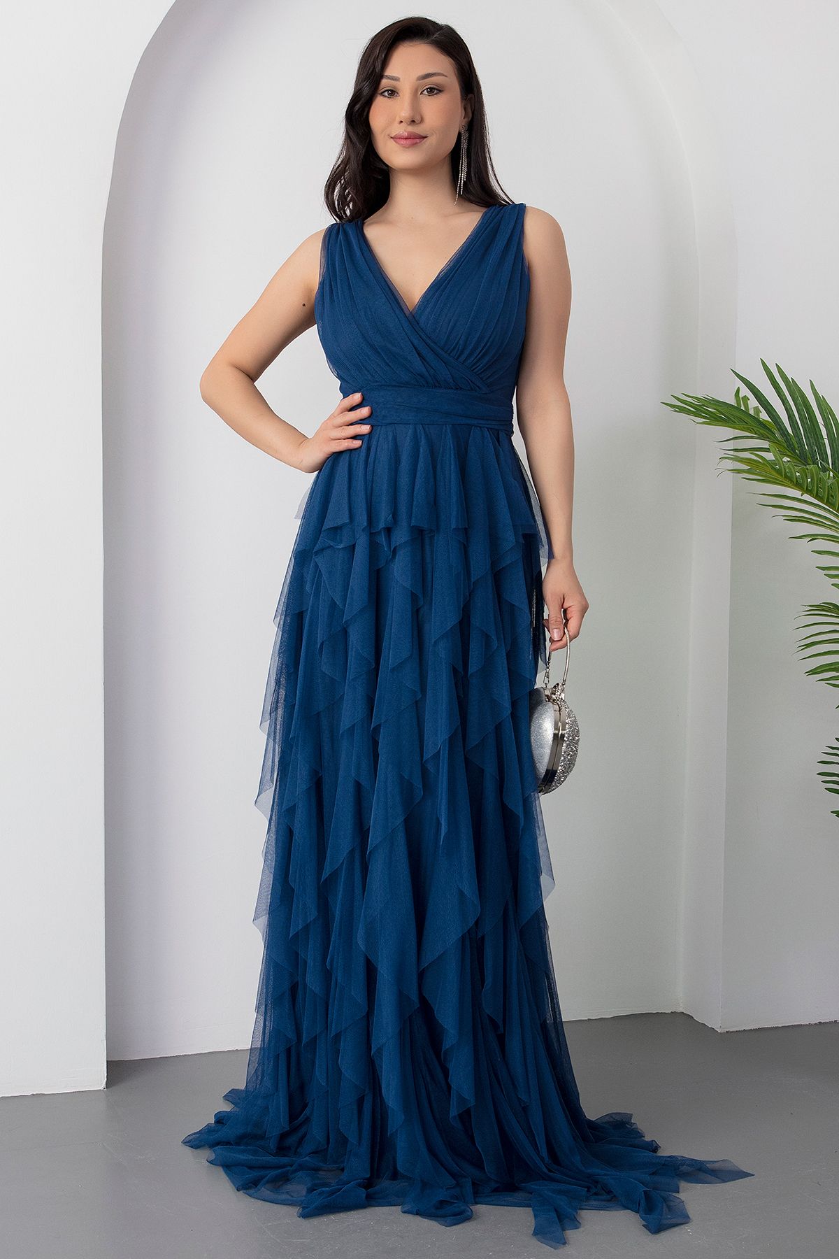 PULLIMM-13360 Rochie de seara lunga cu volane dublu 6
