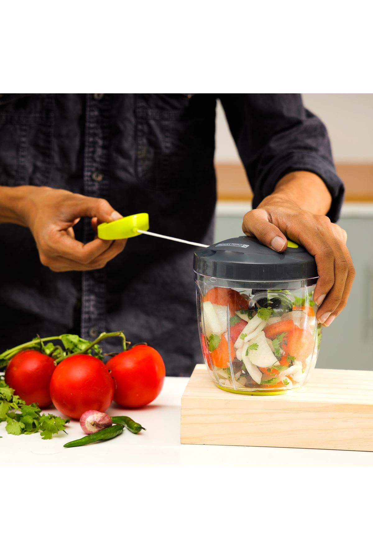 ROYALFORD-900ml Multipurpose Pull Chopper with a Paddle Attachment 3