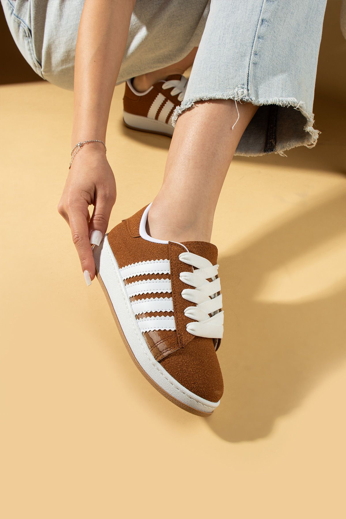 Pembe Potin-New Season Mustard Women's Sports Sneaker Lace-Up Daily Comfortable Sole Shoes 3