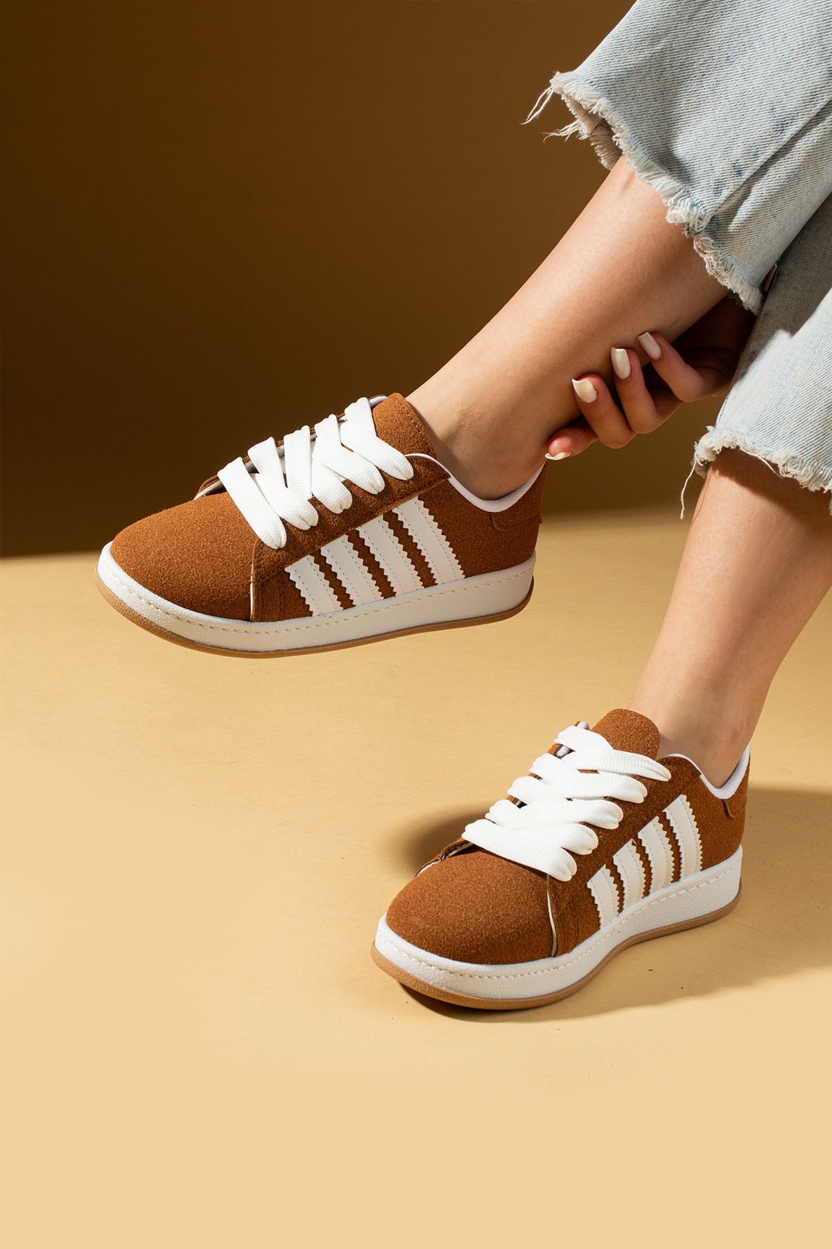 Pembe Potin-New Season Mustard Women's Sports Sneaker Lace-Up Daily Comfortable Sole Shoes 2