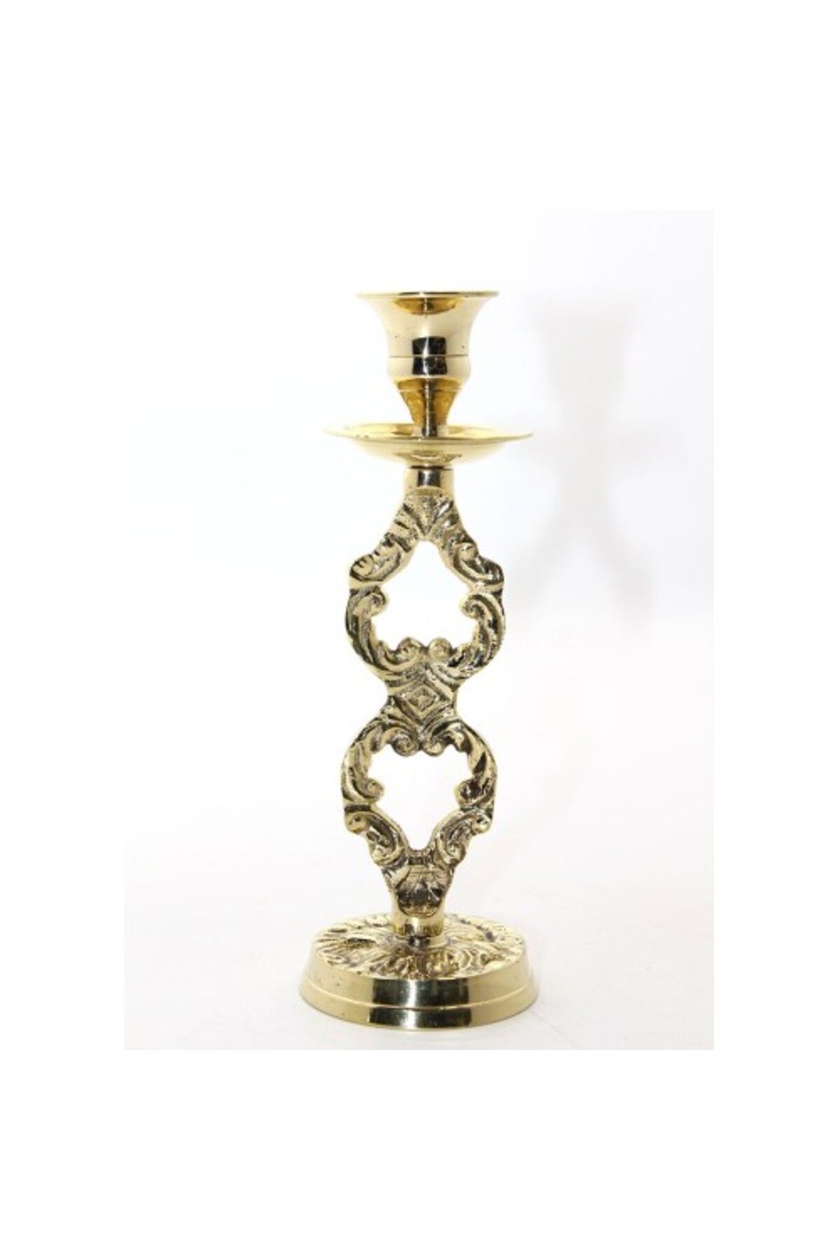 Mu Art Ahşap Tekli Pirinç Şamdan Model 4