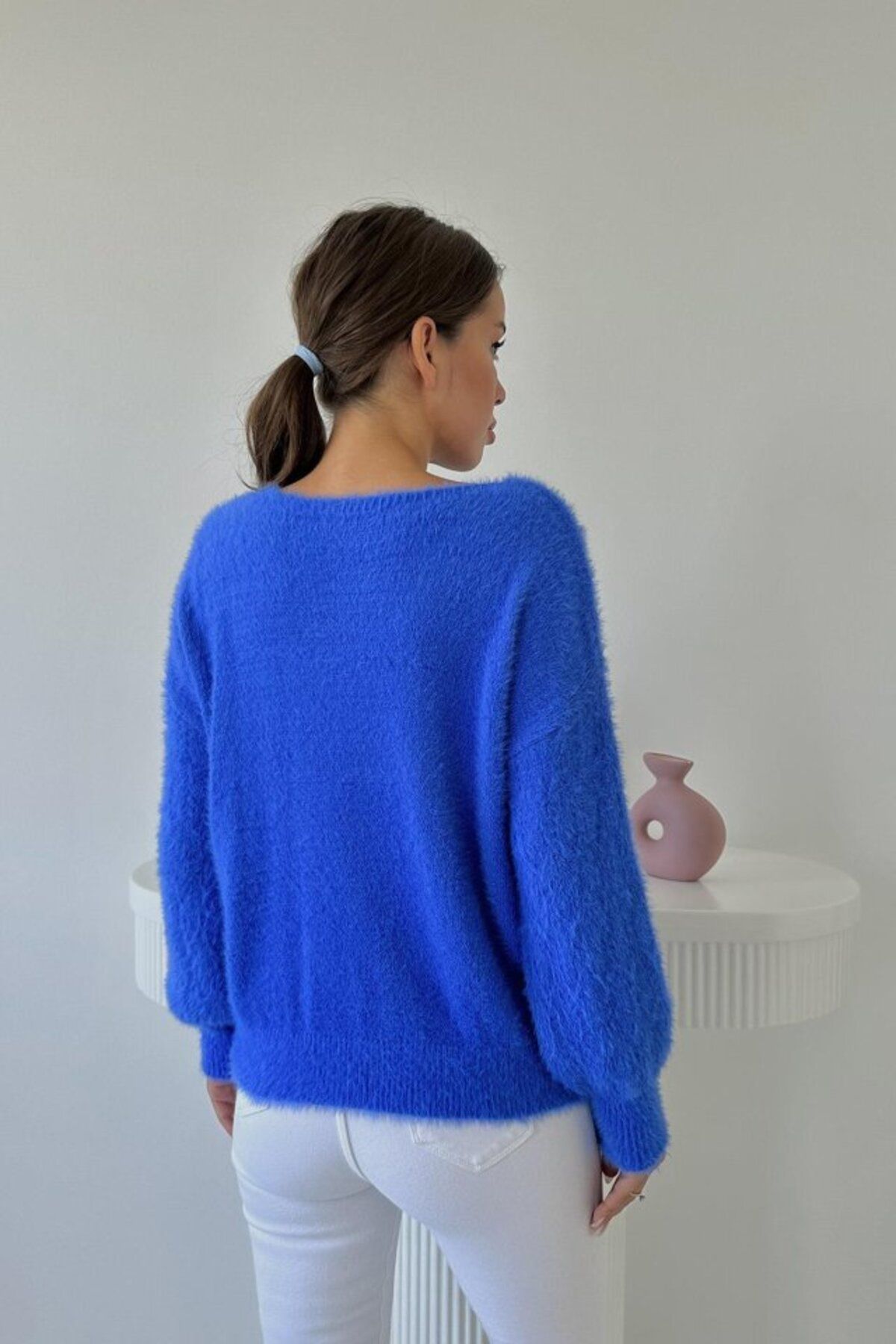 hepimiz alalım-Blue Baklava Patterned Knitting Sweater 3