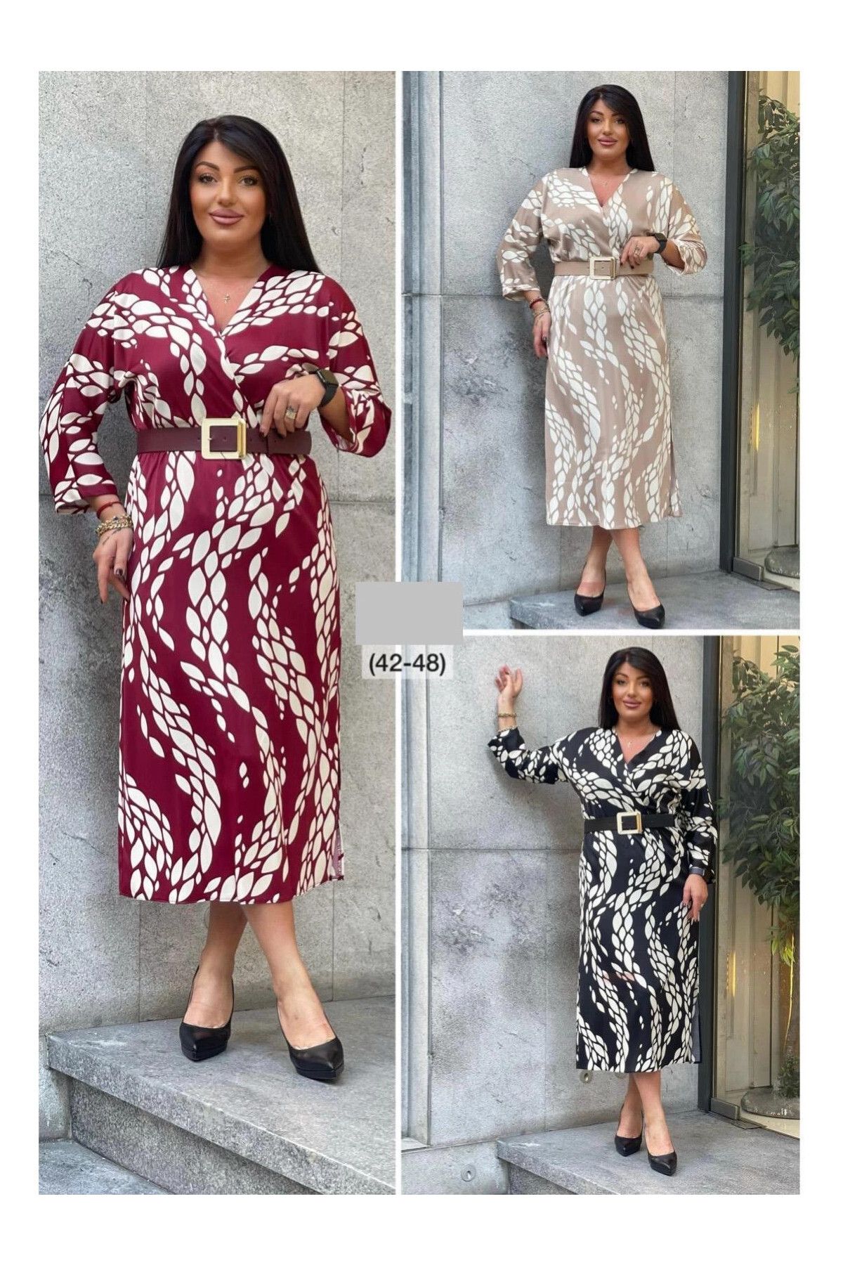 MODATALİKA-Women's Trend Dress - New Plus Size Model Combined with Bold Patterns and Elegant Cuts 5