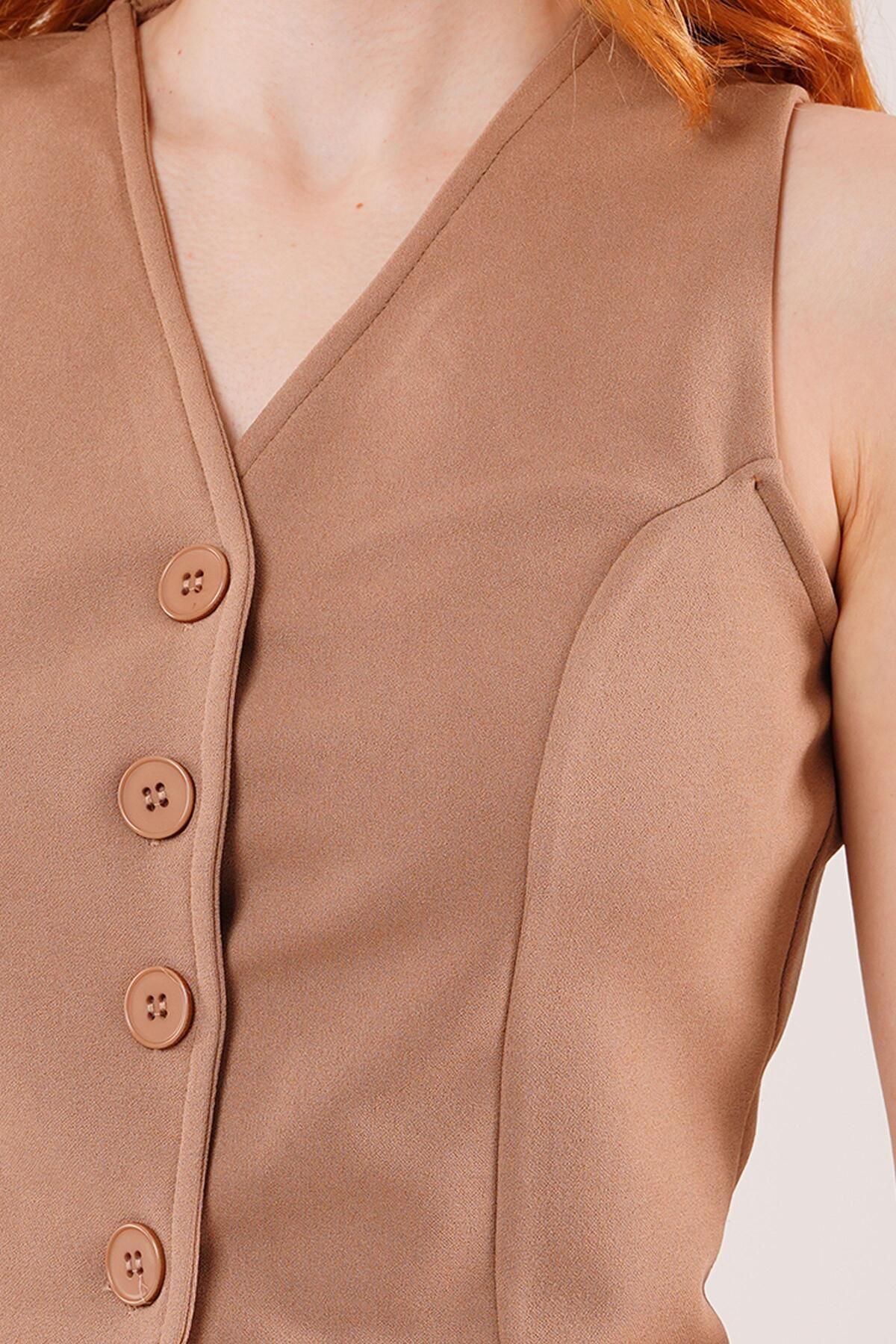 1001moda-Buttoned Camel Vest 3