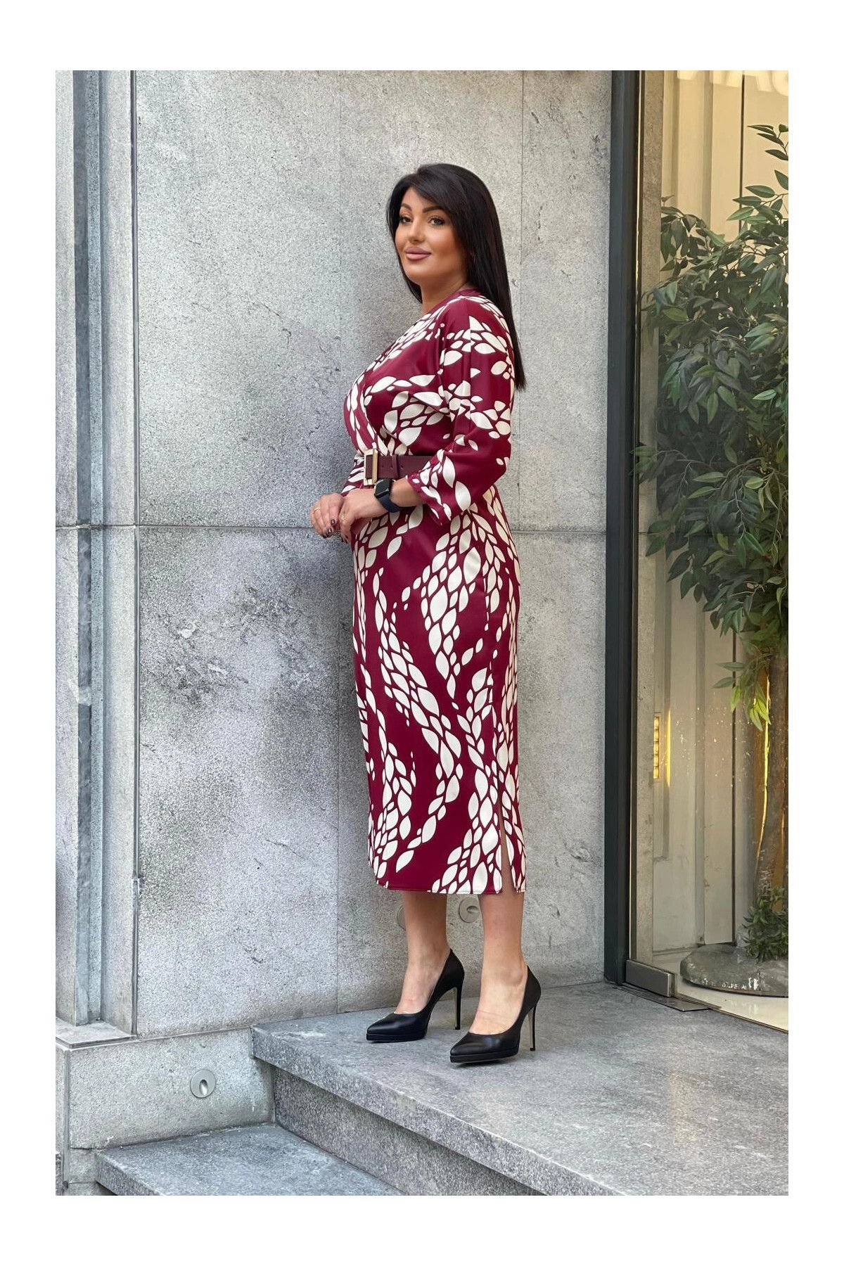 MODATALİKA-Women's Trend Dress - New Plus Size Model Combined with Bold Patterns and Elegant Cuts 2