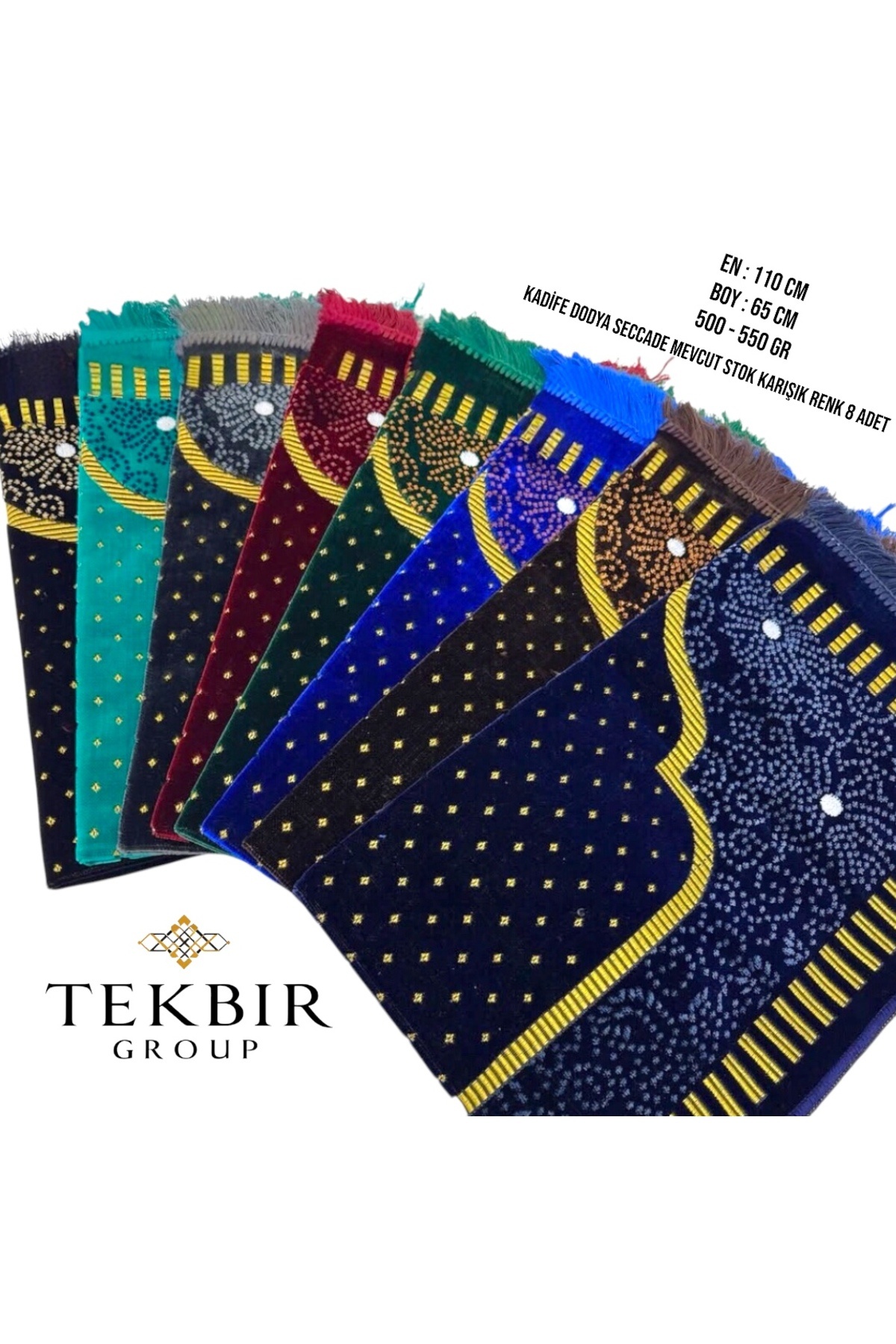 Furkan Neşriyat-Velvet Prayer Rug - Wholesale - Gift - Hajj Umrah Gift - 8 Velvet Prayer Rugs 1