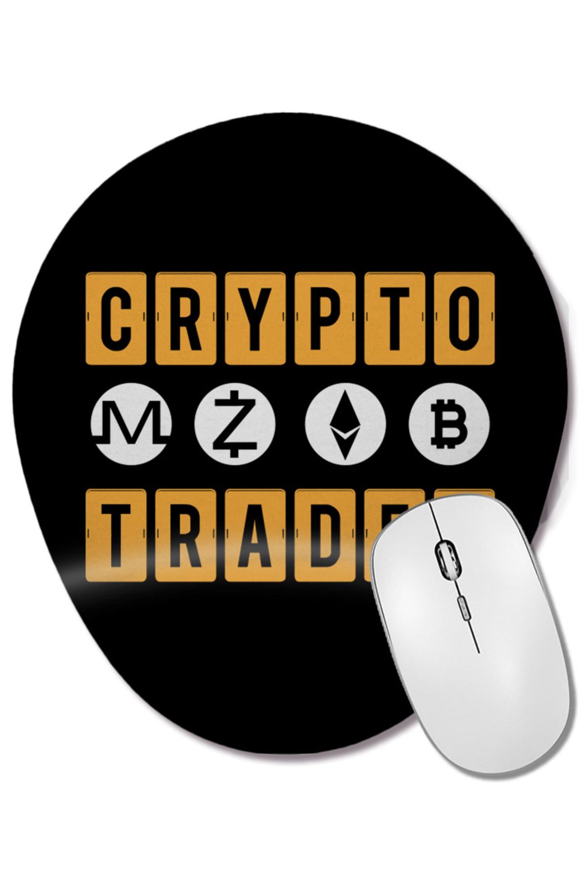 BASKI DÜNYASI-Crypto Trader Bitcoin Hodl Cryptocurrency Wrist Supported Oval Mouse Pad 1