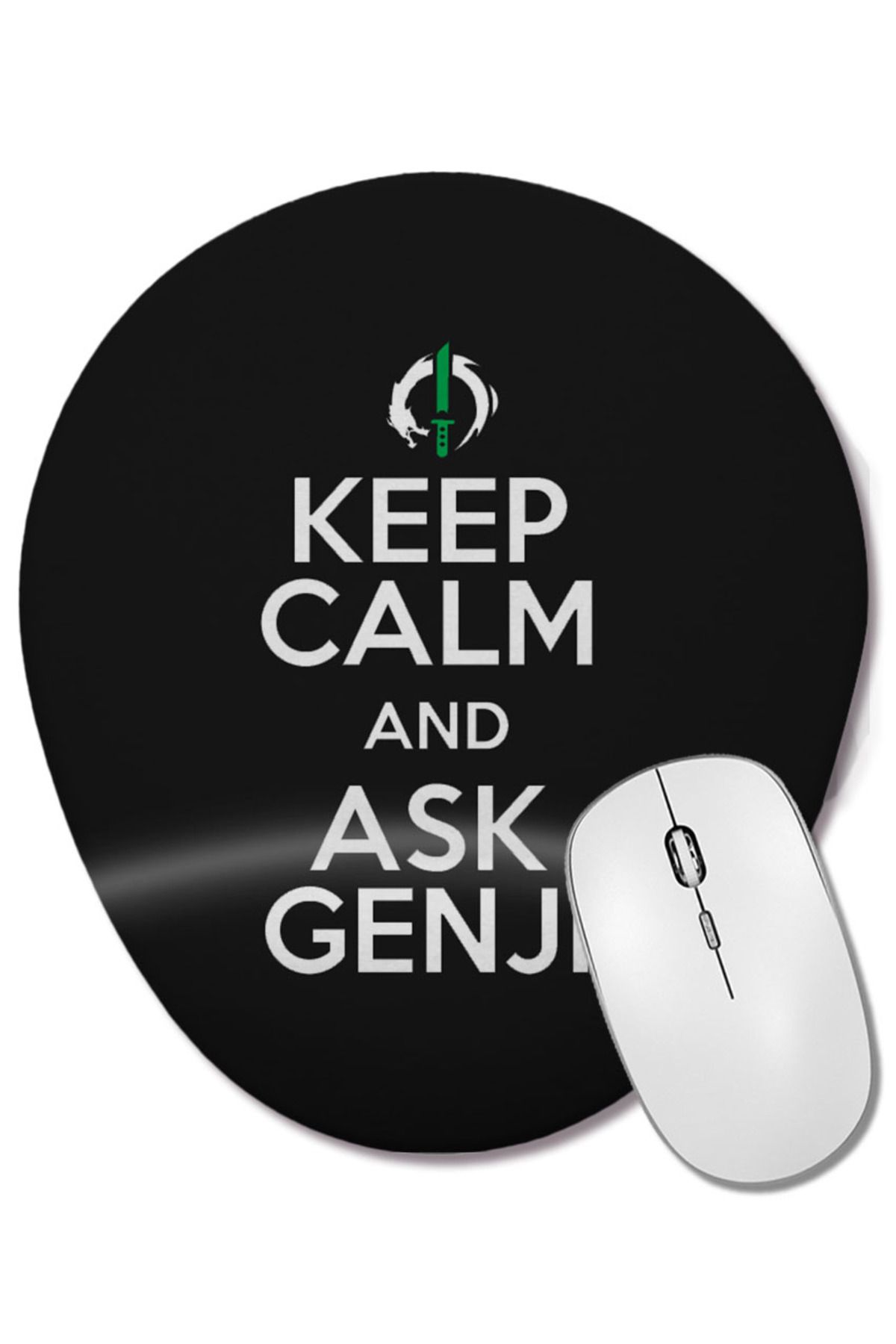 BASKI DÜNYASI-Keep Calm and Ask Genji Overwatch Oval Mouse Pad with Wrist Support 1