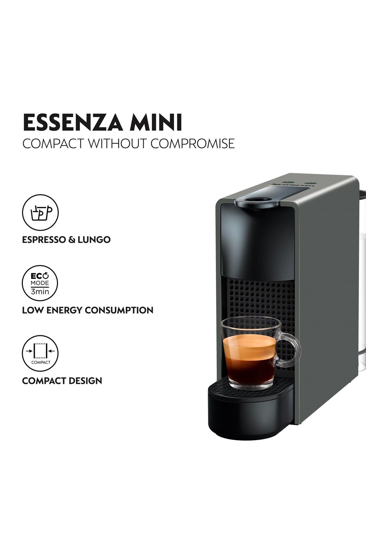 Nespresso-ماكينة صنع القهوة الصغيرة - إنتاج Essenza Gray NESpresso - إصدار AE 10