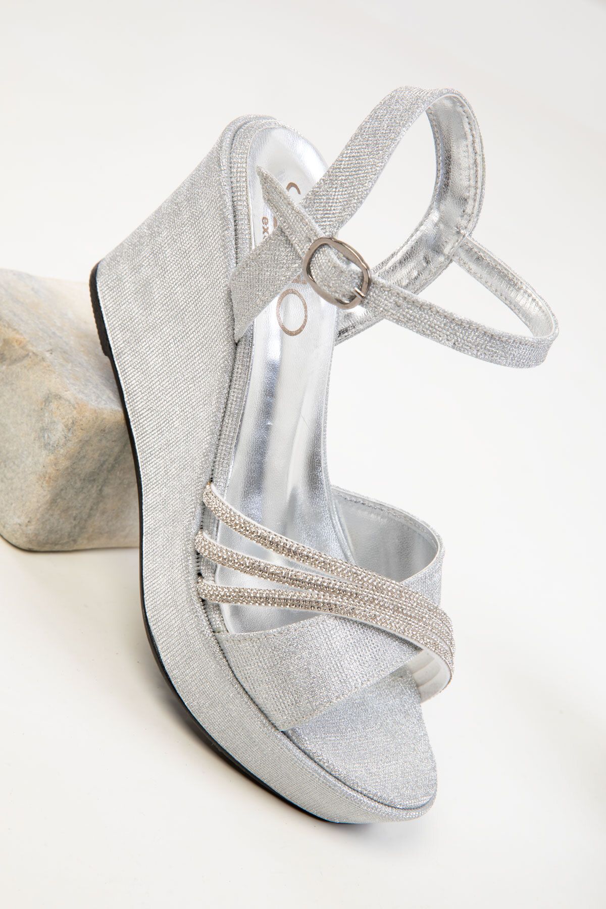 SOHO-Silberne Damenschuhe mit Keilabsatz 20361 3