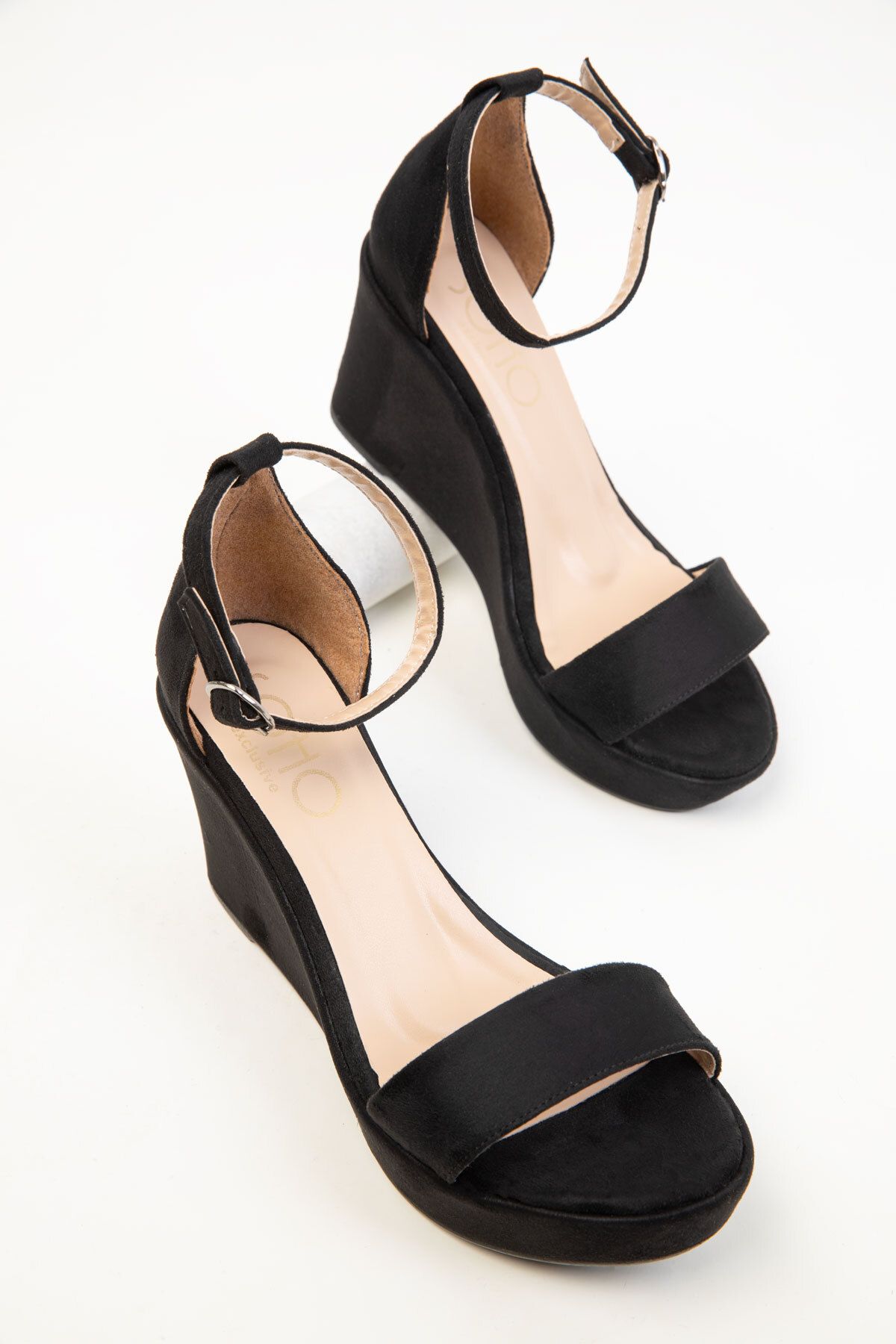 SOHO-Schwarze Wildlederschuhe mit Keilabsatz für Damen 17840 2