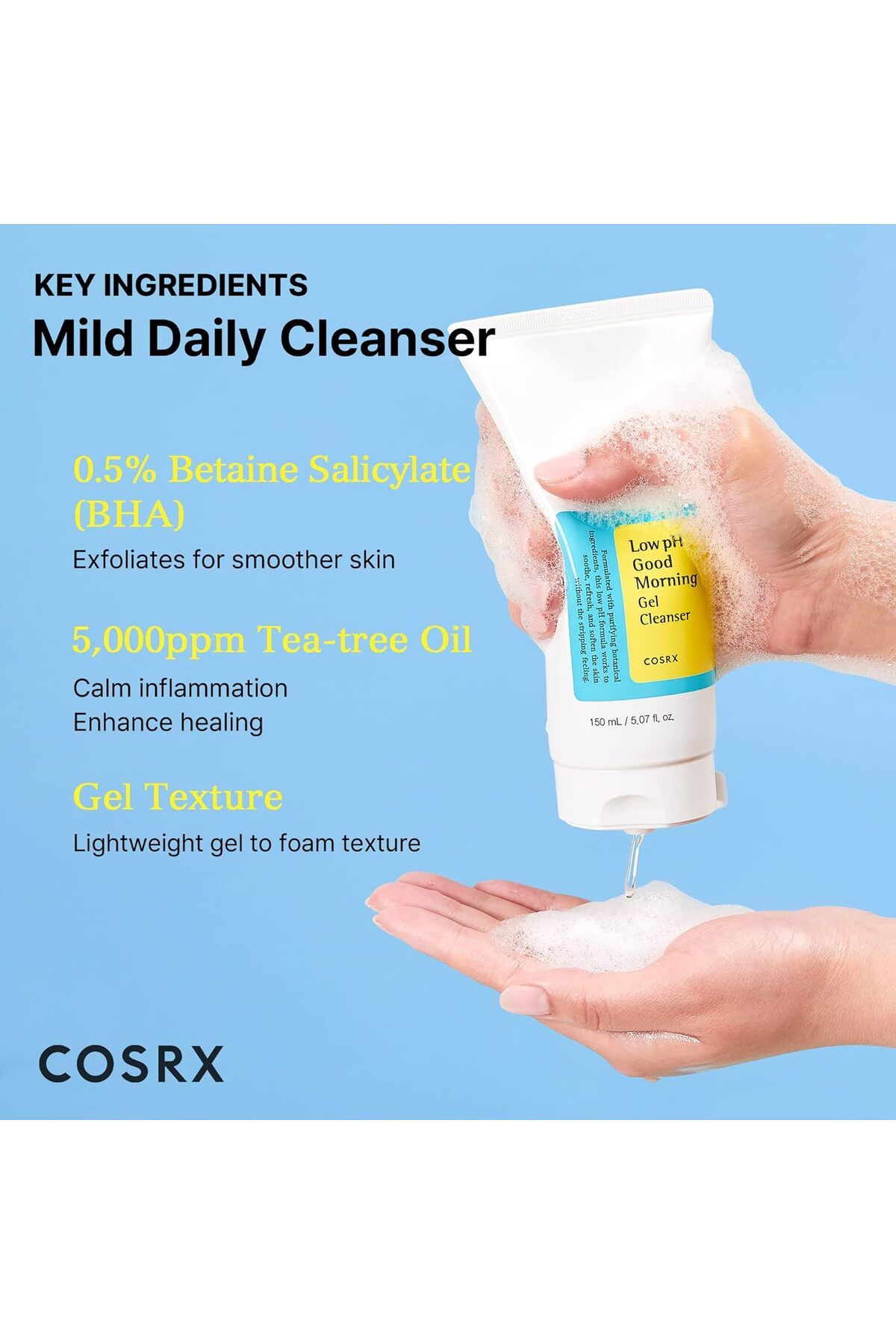 Cosrx-Low Ph Good Morning Gel Cleanser - Daily Cleansing Gel with Ph 5 Value 7