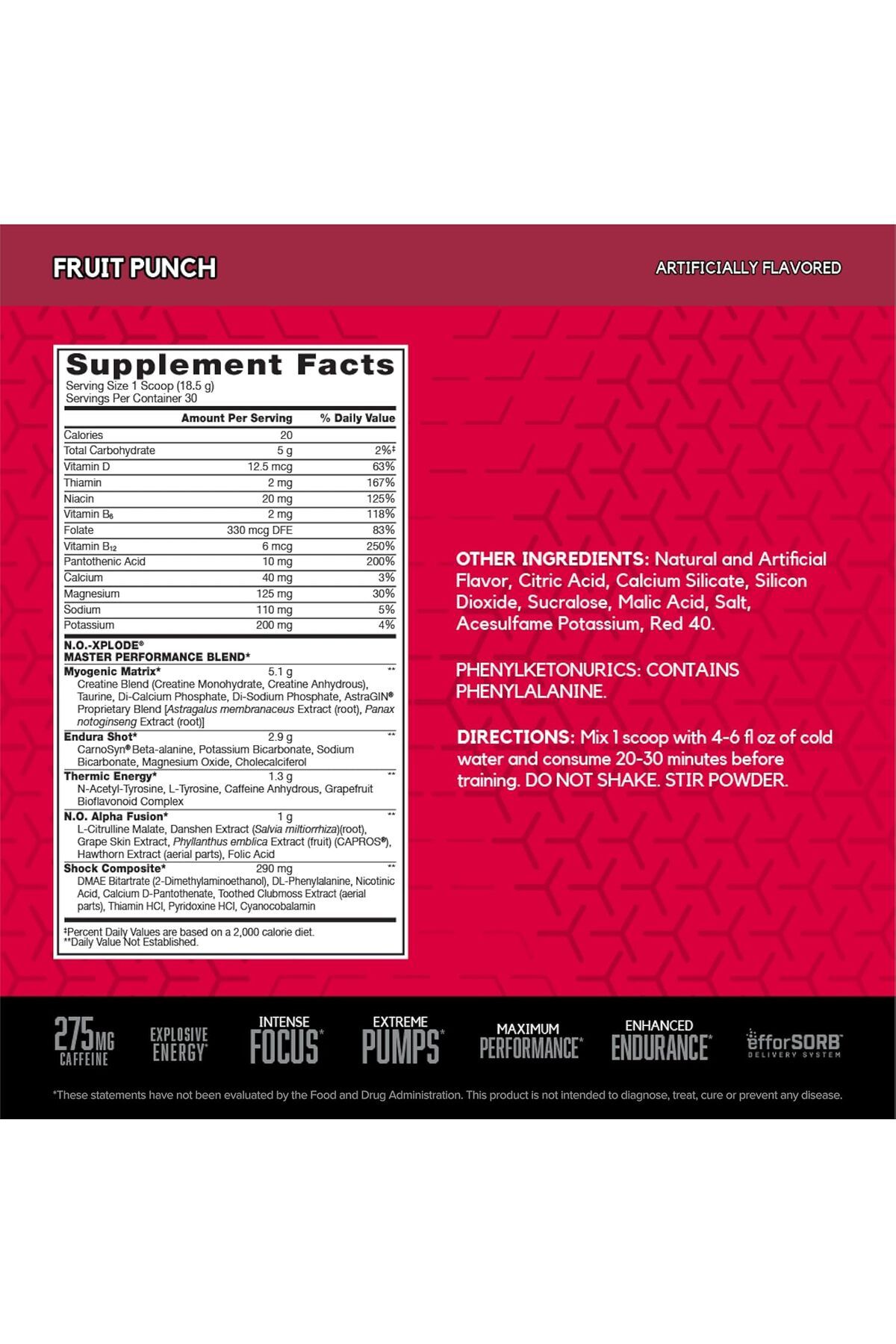 BSN-NO-Xplode, Fruit Punch, 30, Supports Explosive Energy, Enhanced Endurance 16