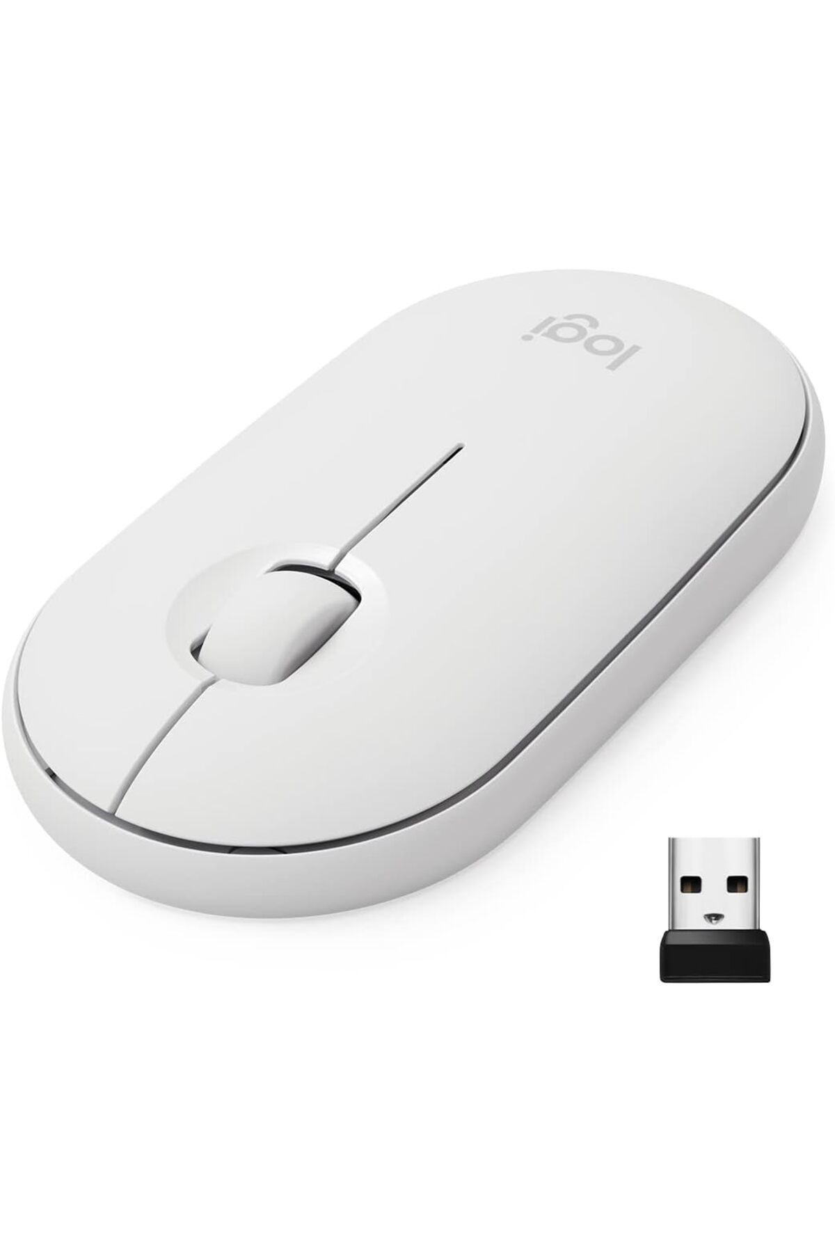 logitech-ماوس Pebble اللاسلكي مع بلوتوث أو مستقبل 2.4 جيجا هرتز، ماوس كمبيوتر صامت ونحيف مع 1