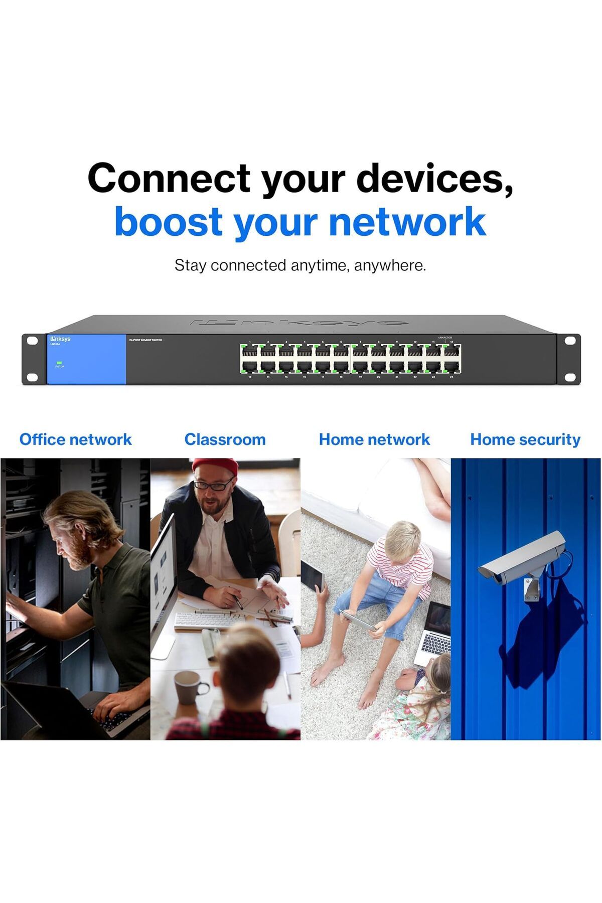 Linksys-LGS124: 24-Port Business Gigabit Ethernet Unmanaged Switch, Rack Mount, Computer Network, Wi 8