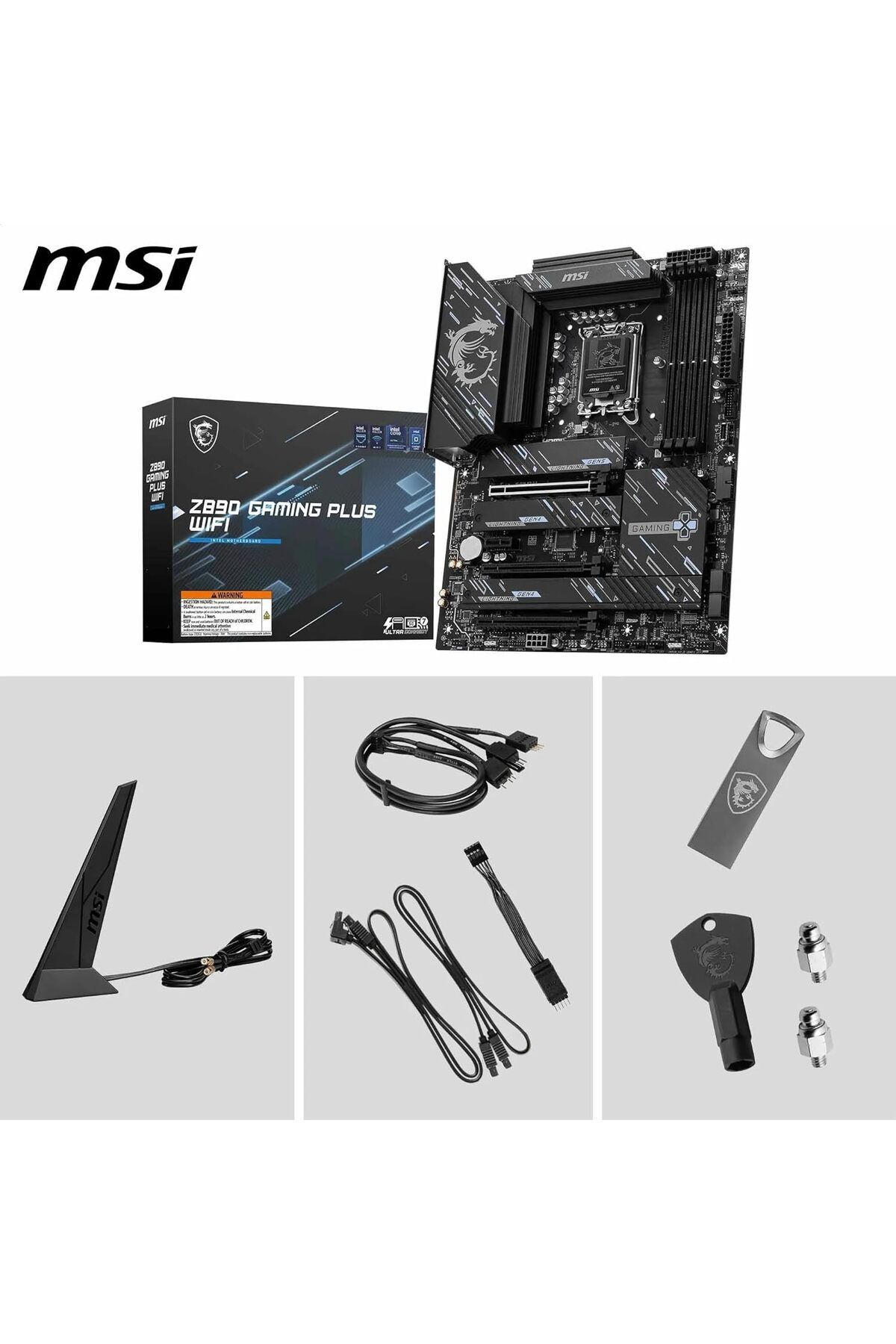 MSI-Z890 GAMING PLUS WIFI SOCKET 1851 DDR5 9200MHZ(OC) USB 20Gbps 4xM.2 1xTB4 HDMI DISPLAY 5G LAN WI 7